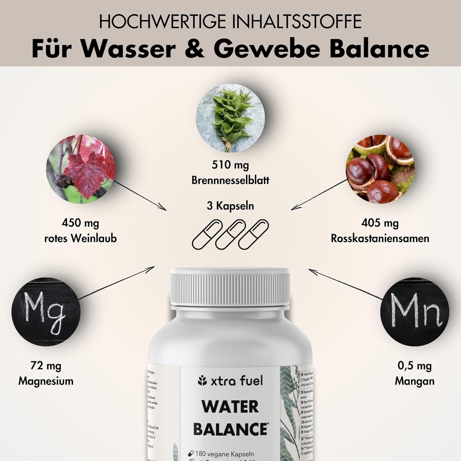 Detalle de Water Balance Komplex vegane Entwässerung 180 Kapseln