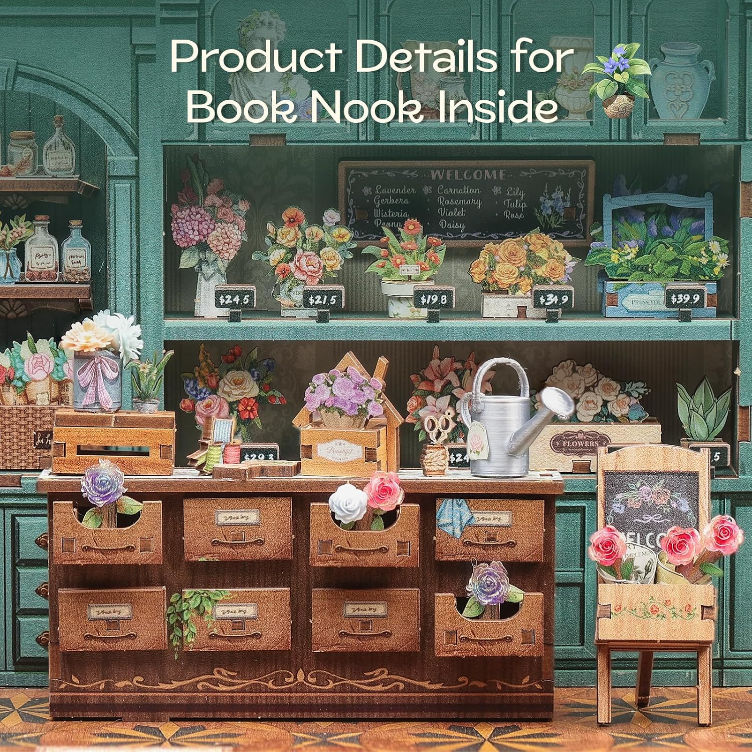 Detalle 1 de Fsolis Miniature Book Nook Kit Blossom Florists