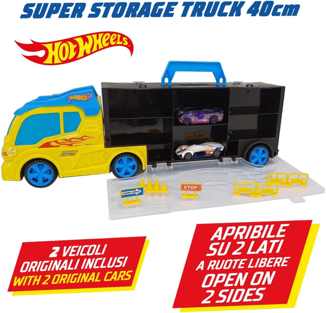 Detalle 2 de ODS Transporter 40 Hot Wheels – niebieska walizka z rampą i 3 samochodami, 42033