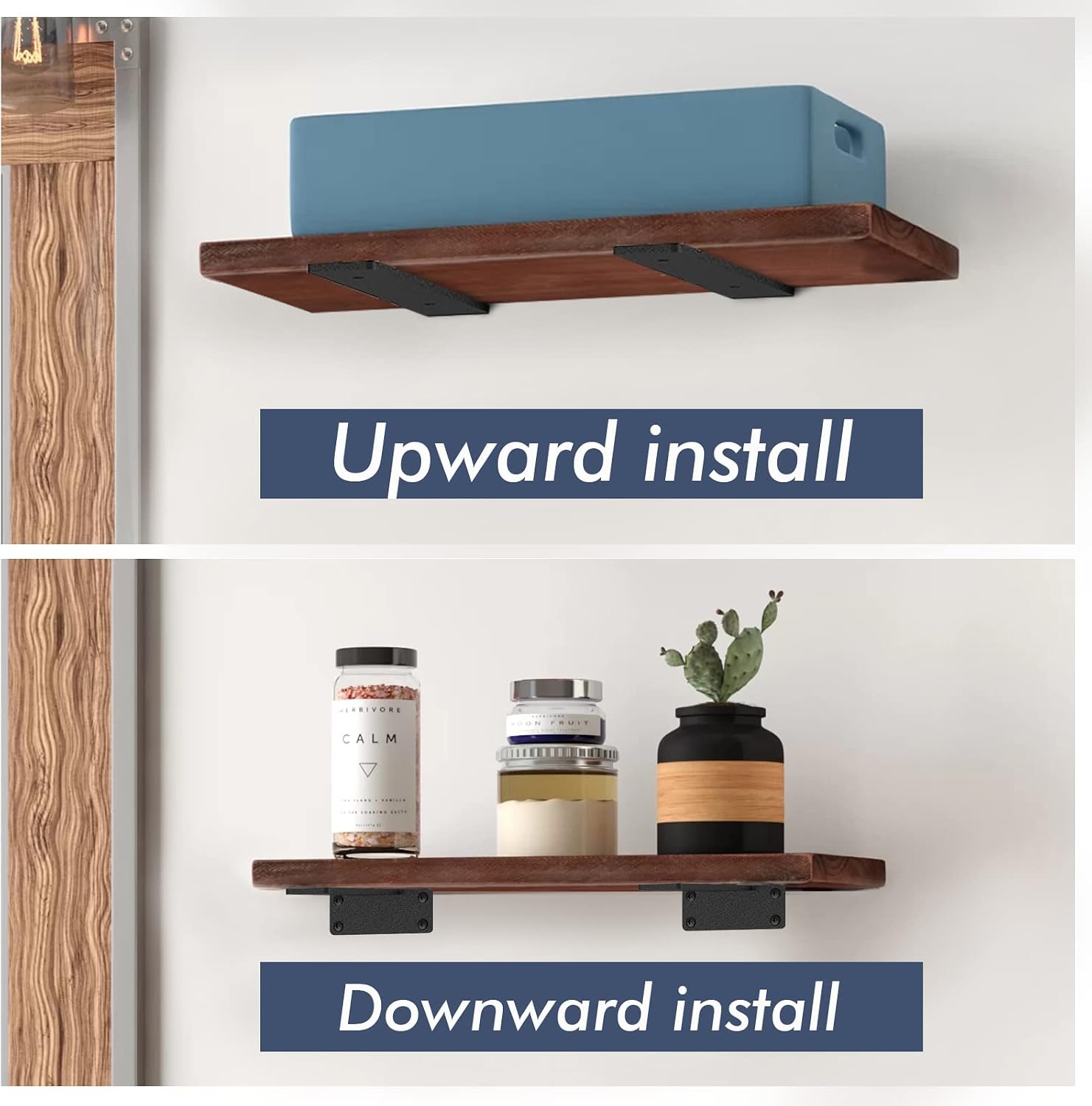 Thumbnail 3 de Starunder 8-Pack Floating Shelf Brackets (4 Inch) — Black Hidden Metal L Brackets for DIY Shelves