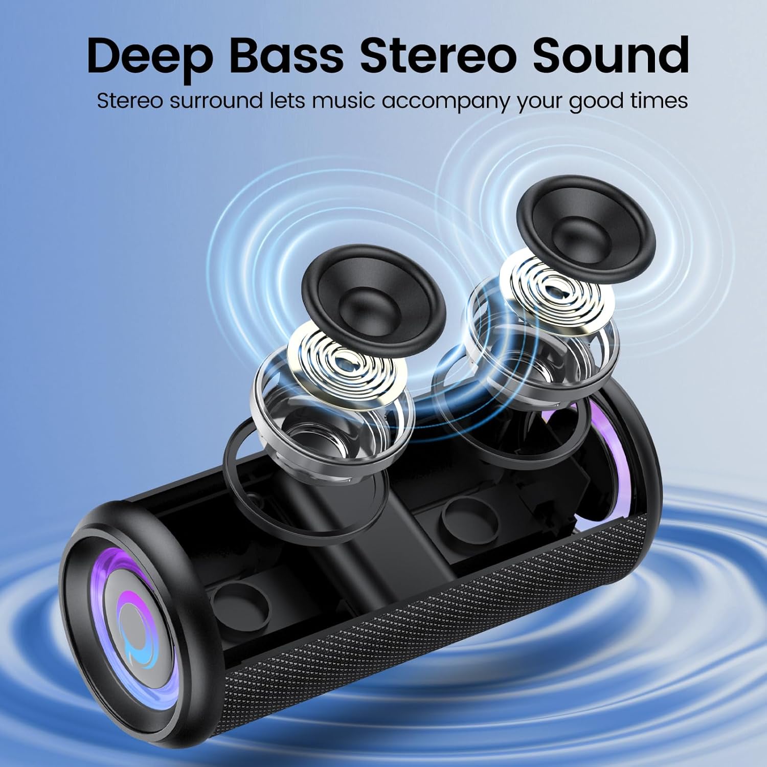 Thumbnail 2 de Portable Bluetooth Speaker with 20W Stereo, Bluetooth 5.4, IP7 Waterproof, 20H Playtime, RGB Lights (M17)