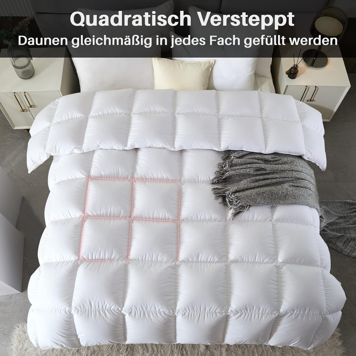 Detalle de Homyrium Daunendecke 155x220 Winter – 90% Daunen, 10% Federn, OEKO-TEX & RDS
