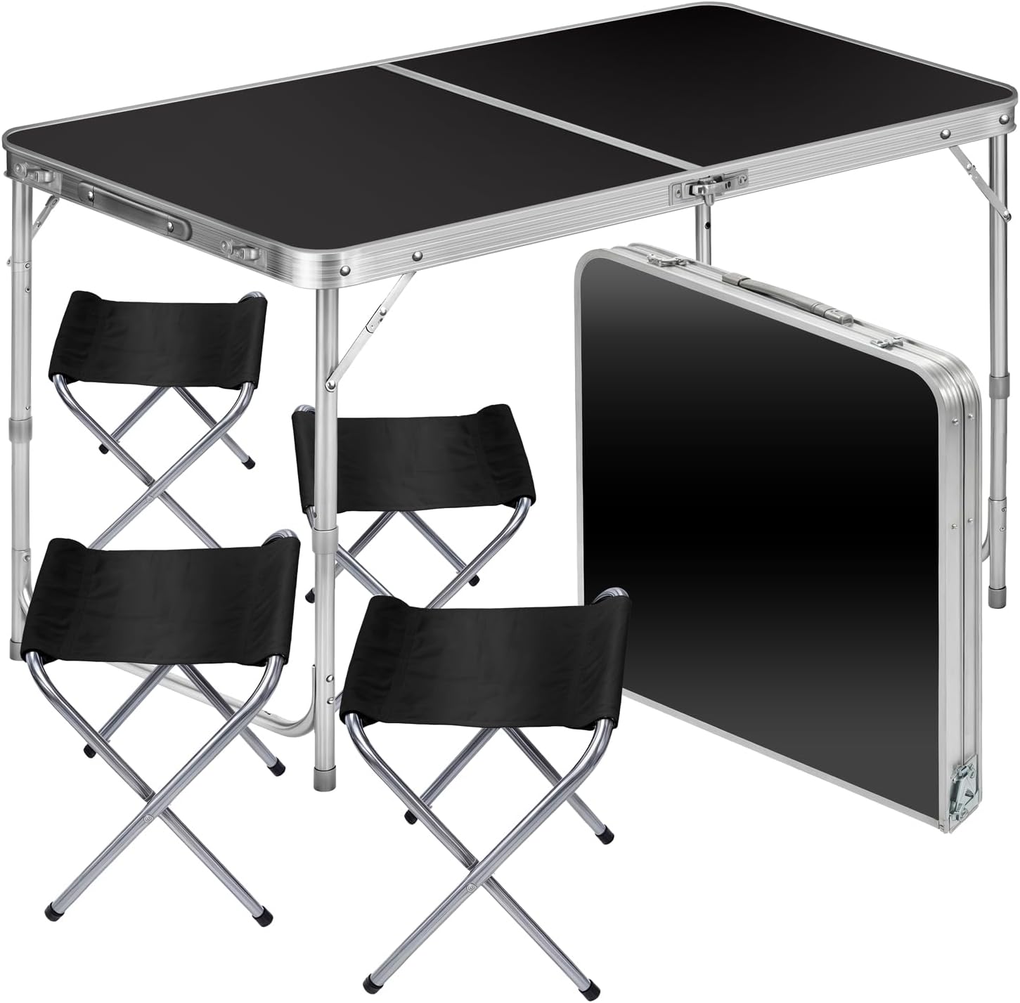 Klappbarer Multifunktionstisch 120x60 cm – Höhenverstellbarer Campingtisch & Markt-Tisch aus Aluminiumkanten