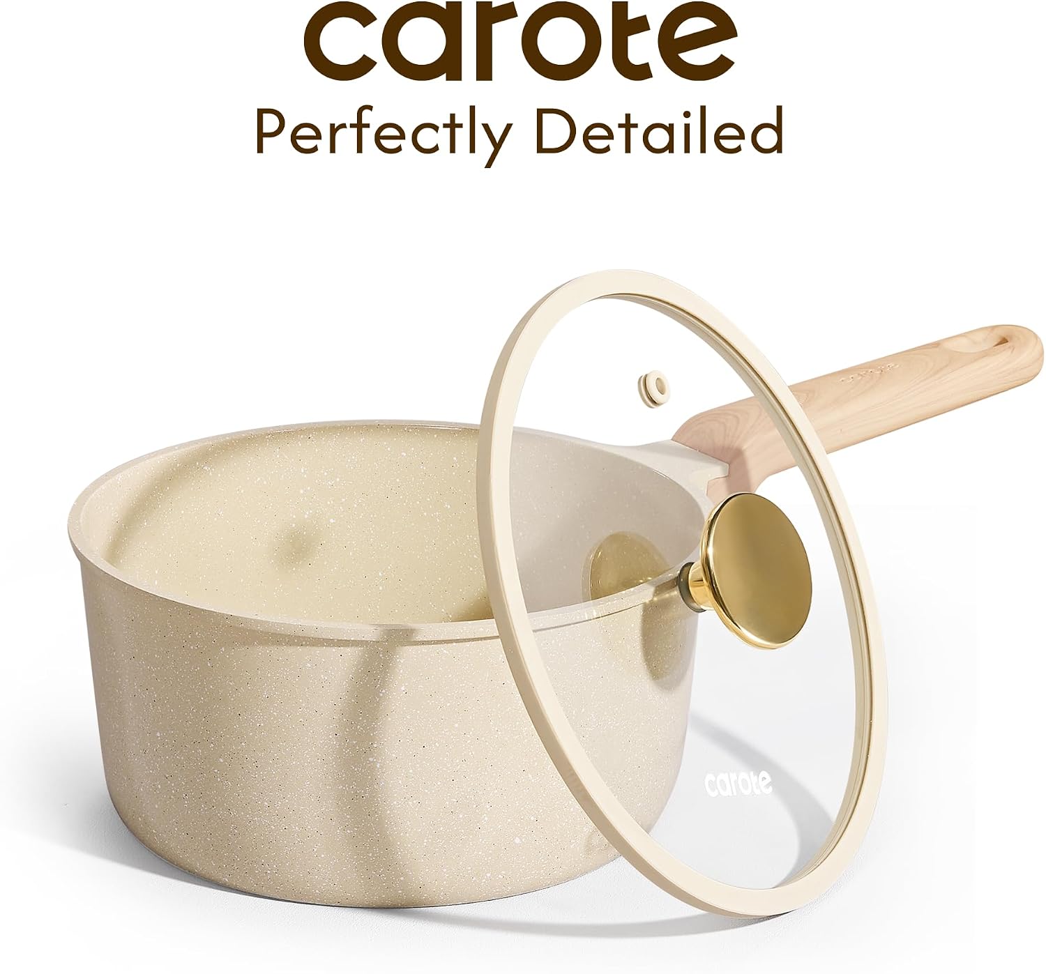 Detalle de CAROTE 1.6Qt & 3.0Qt Sauce Pan Sets with Lid Ceramic Nonstick (PFOA Free)