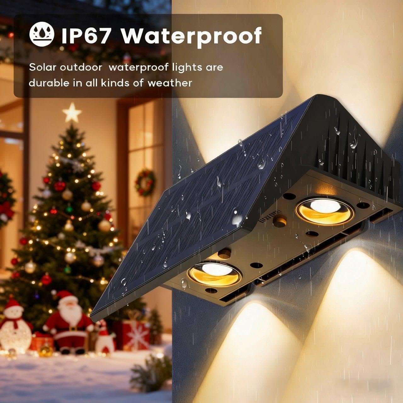 Thumbnail 1 de IIRARA Solar Fence Lights 4-Pack for Garden Outdoor