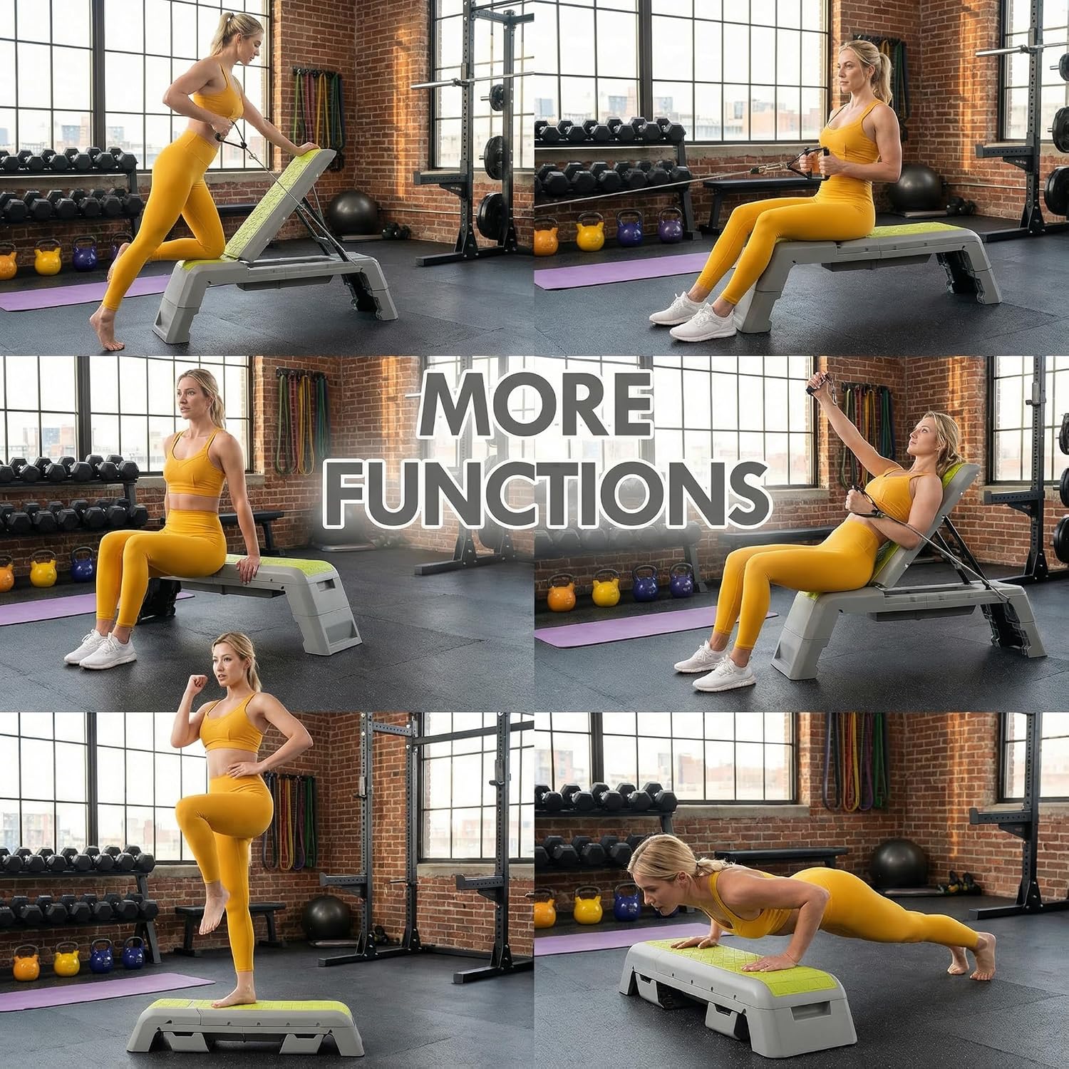 Detalle de leikefitness FASHLOVE aerobeck met verstelbare hoogtes en trainingshoeken