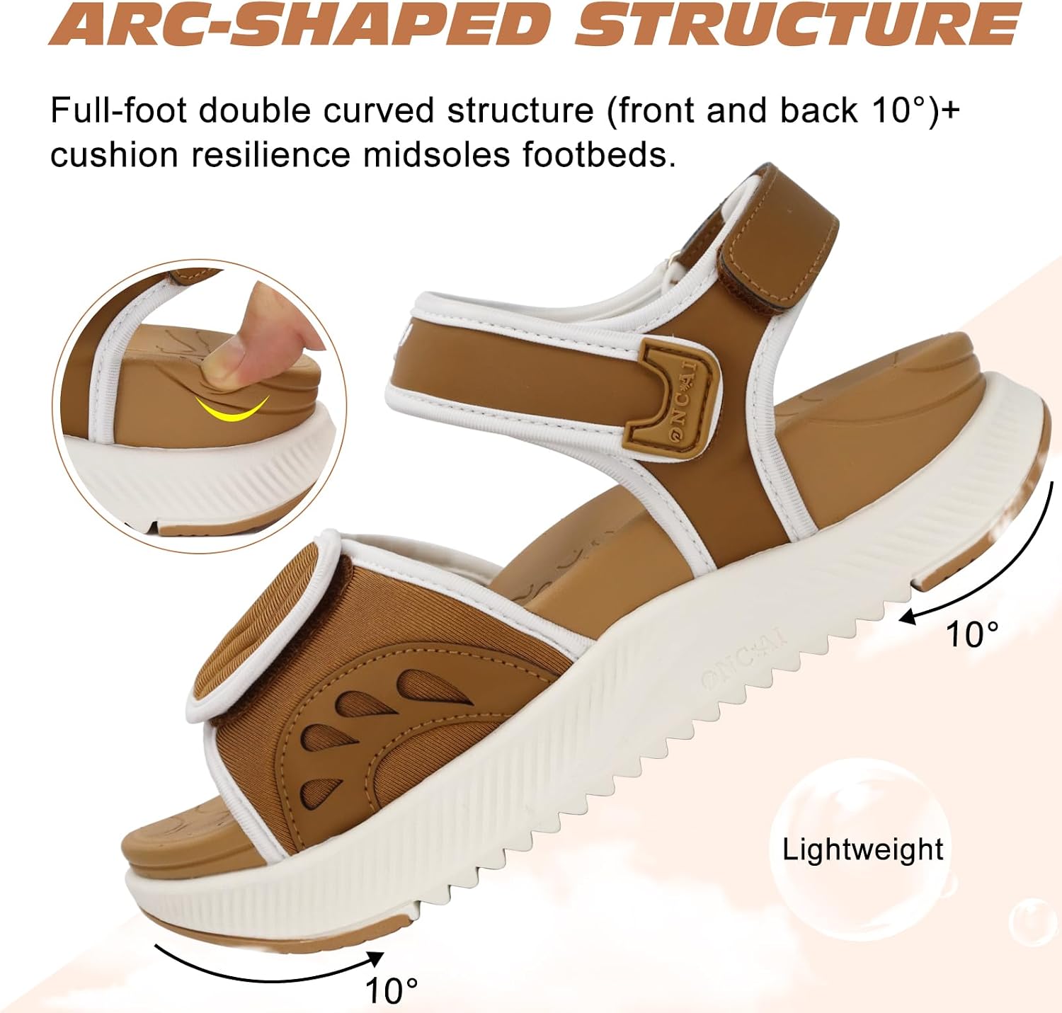 Thumbnail 4 de ONCAI Women’s Walking Sandals with Arch Support & Orthotic Footbed (3 Strap, UK Size 4–10)
