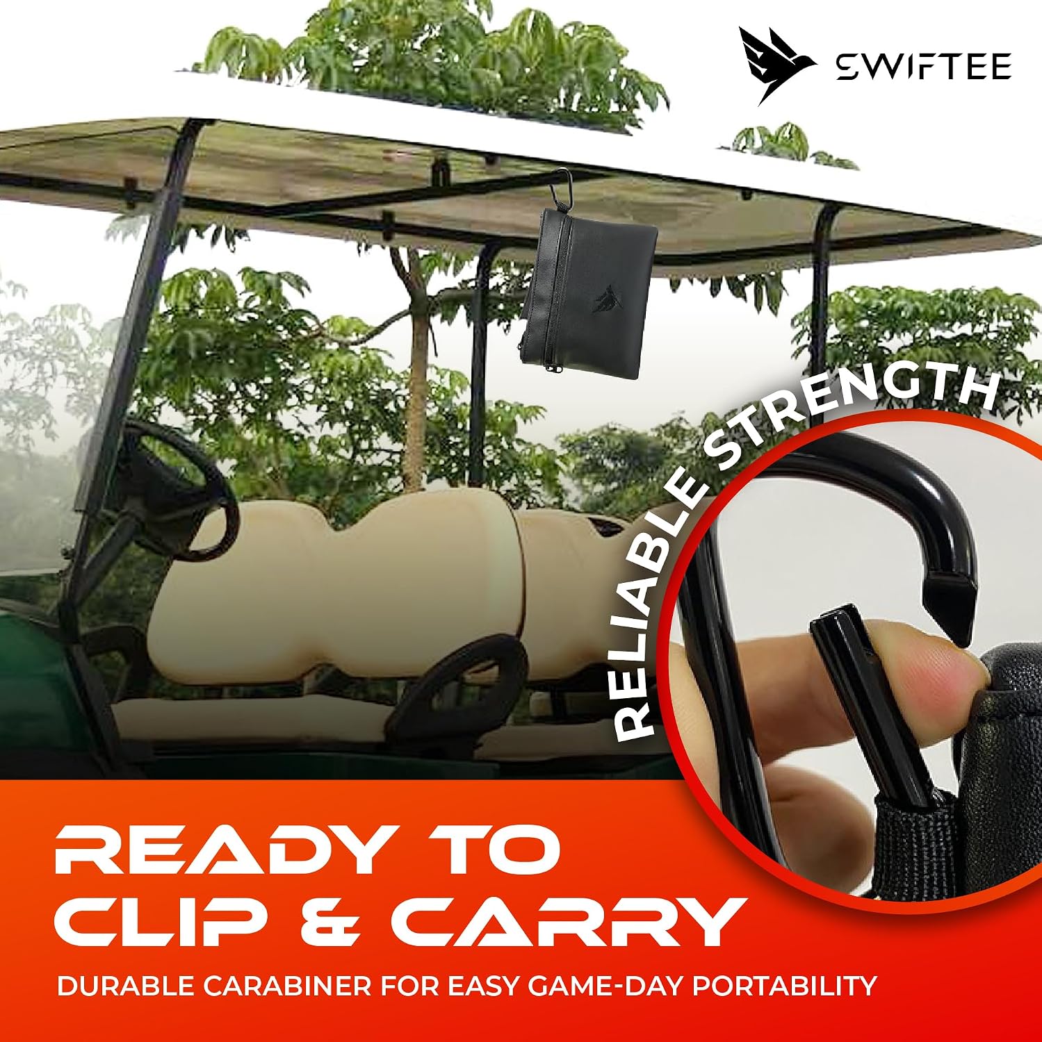 Thumbnail 5 de Swiftee Golf Valuables Pouch with Zip, Fleece Lining & Carabiner Clip