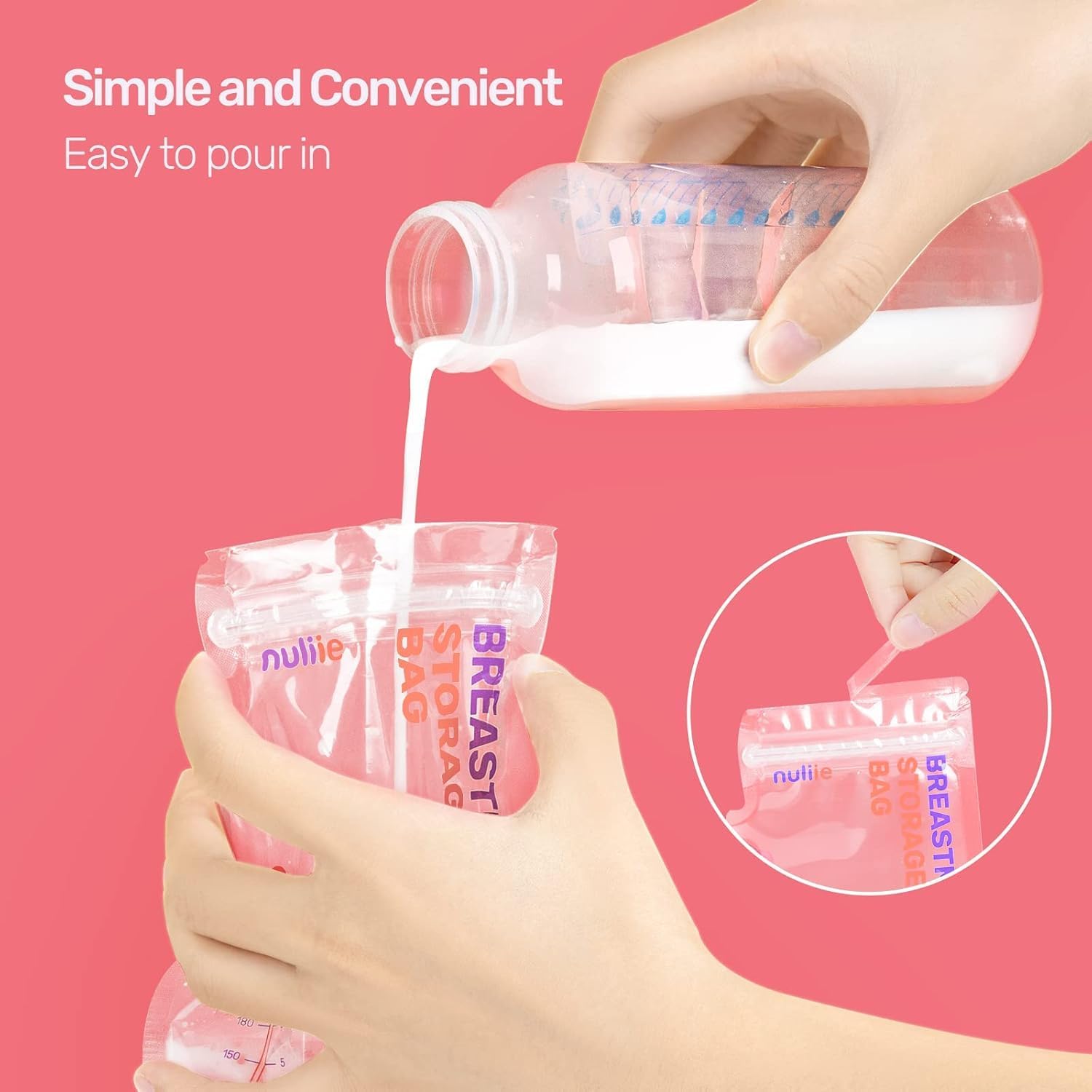 Thumbnail 4 de Nuliie 120 Pcs Breast Milk Storage Bags with Pour Spout and Pre-Sterilised Design