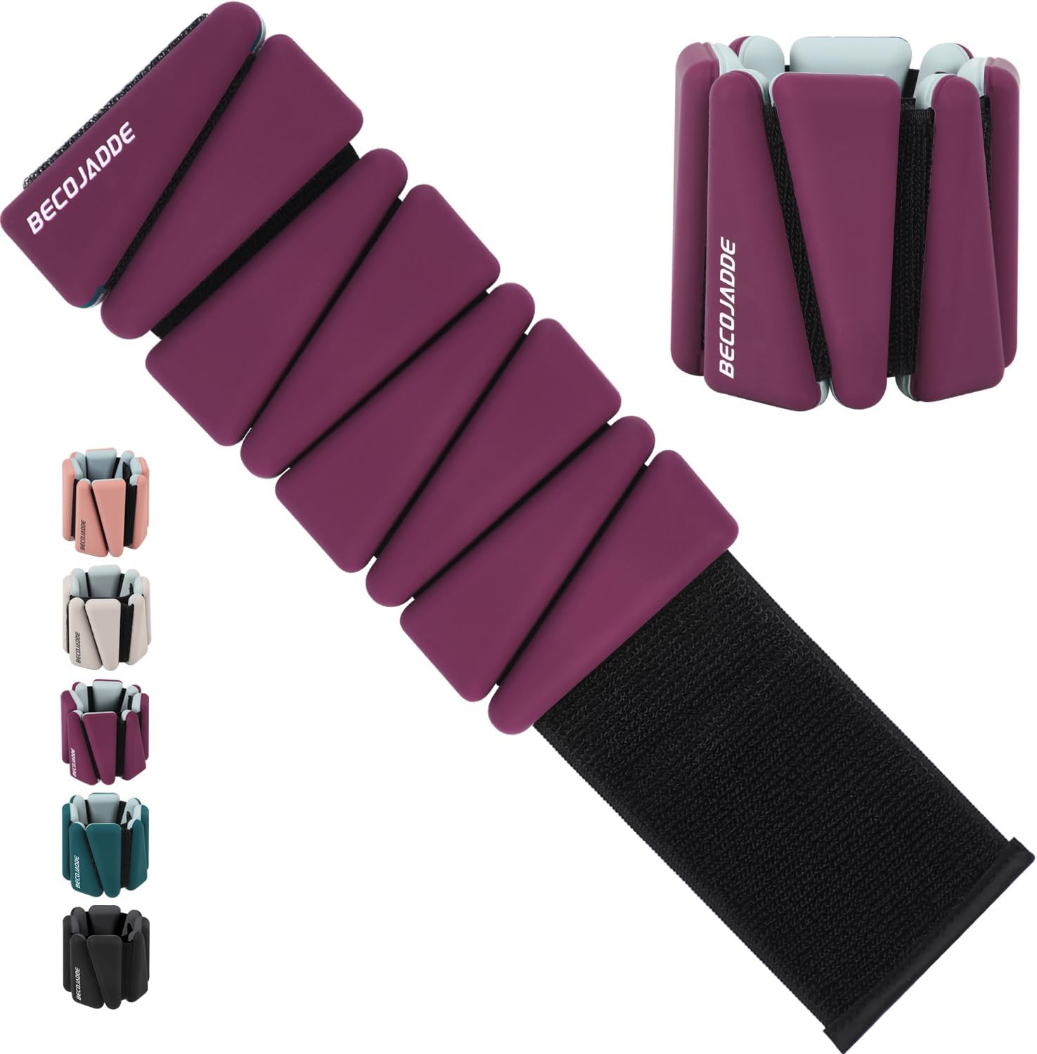 Detalle de BECOJADDE Ankle Weights Set of 2 – Adjustable 1/2/3 lb per weight for versatile workouts