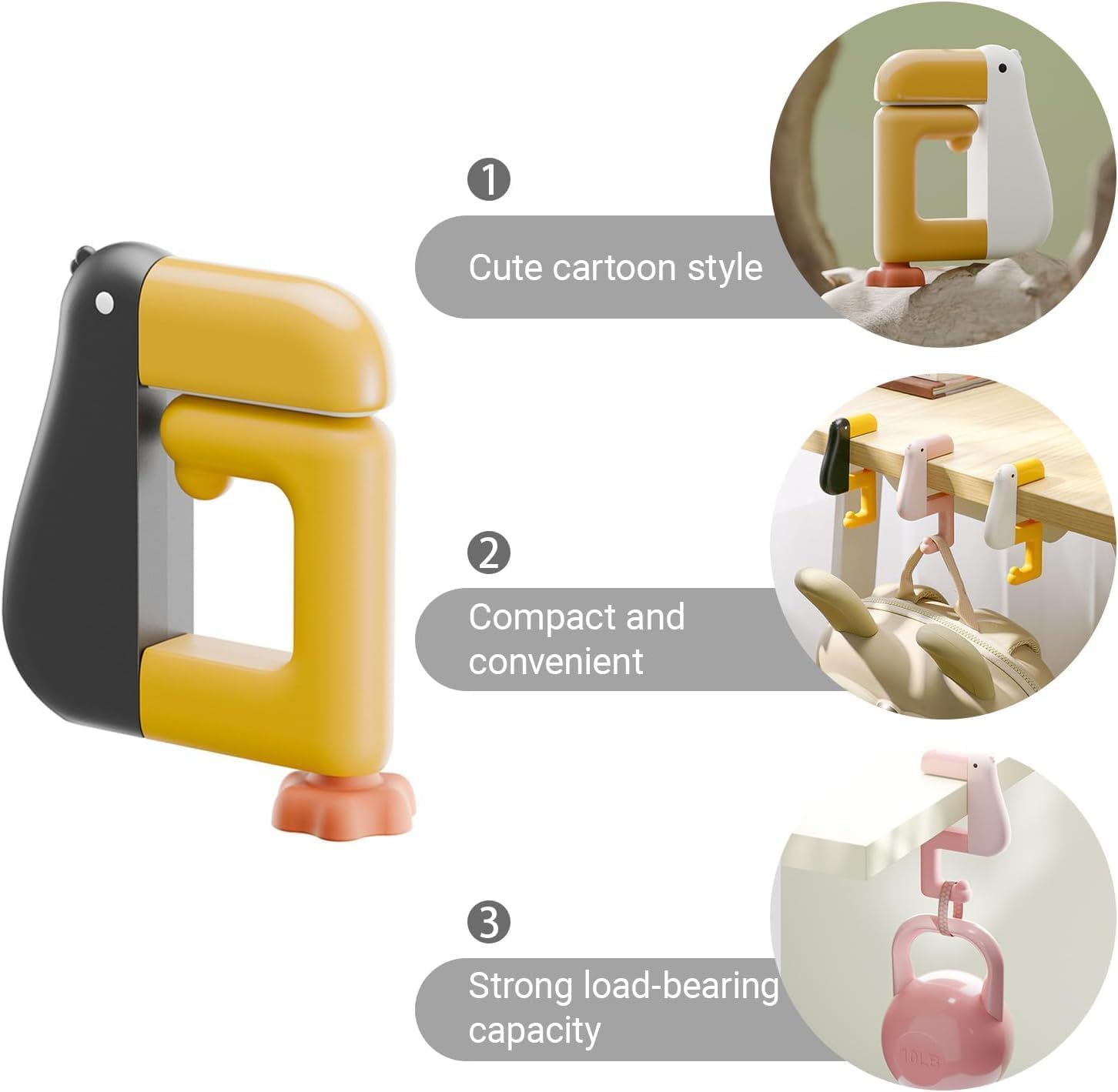 Thumbnail 3 de Duck-Shaped Table Hook 3pcs