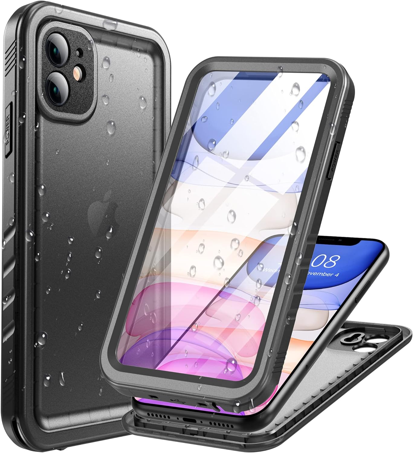 Detalle de Cozycase WPC-11-BK Waterproof 360 Case for iPhone 11, Black TPU