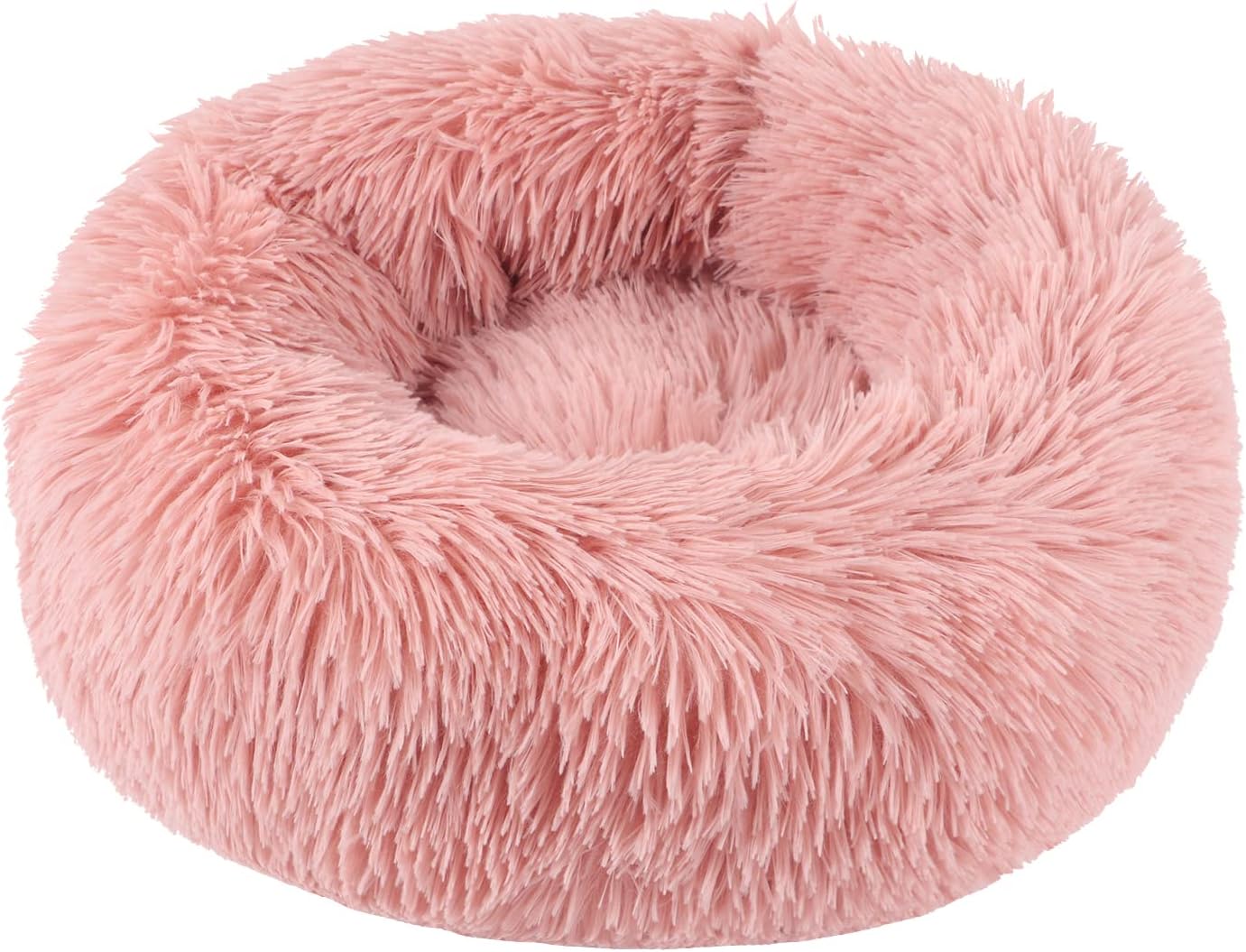 Detalle de BVAGSS Rundes Hundebett Donut – Flauschiges, waschbares Kuschelbett, Ø 40 cm, Pink