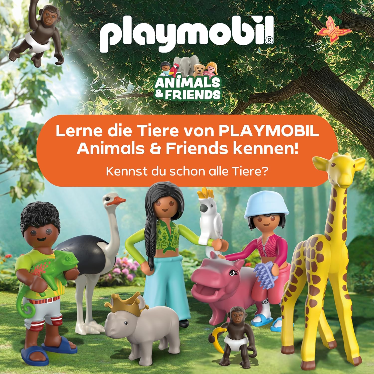 Detalle de PLAYMOBIL Animals & Friends: Elefant mit Tierpfleger – Zoo-Set mit 4 Tieren & Gehege-Zubehör (72068)