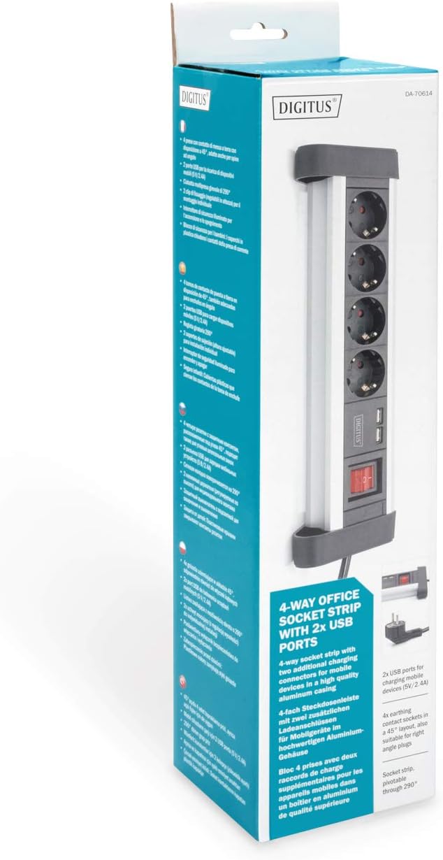Thumbnail 6 de DIGITUS DA-70614 — Multiprise avec chargeur USB, 4 prises et 2 ports USB-A, fixation sans perçage