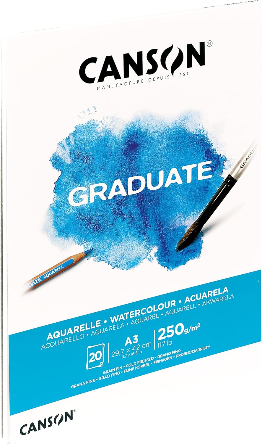 Thumbnail 1 de CANSON Graduate Aquarelle — Bloc A3 de 20 feuilles, papier blanc sans acide (250 g/m²)
