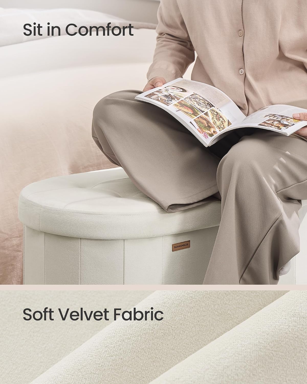 Thumbnail 6 de SONGMICS Folding Storage Ottoman, Velvet