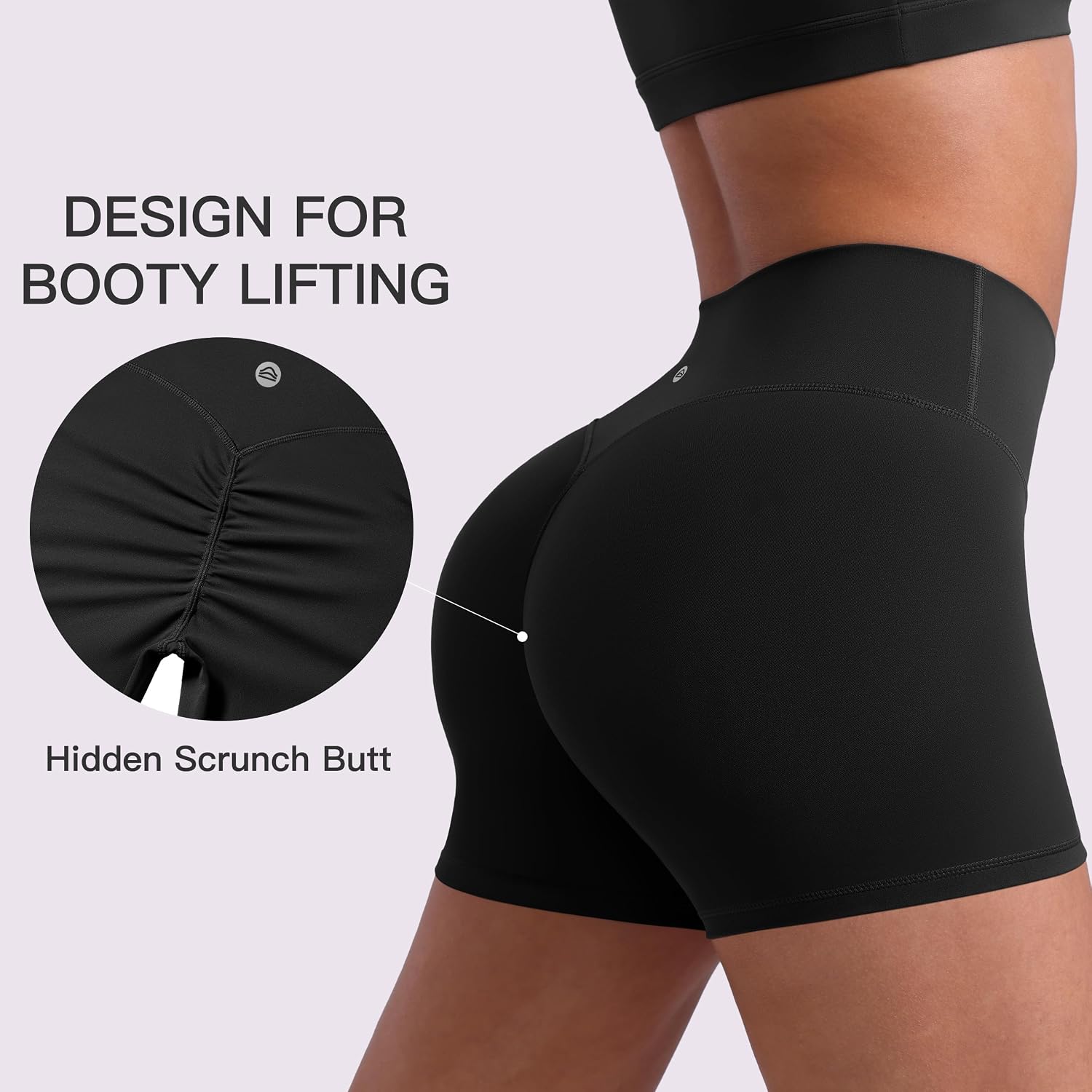 Detalle de ENERBLOOM Women’s Biker Shorts (2.5”, 4”, or 6”) High Waisted No Front Seam Workout Shorts