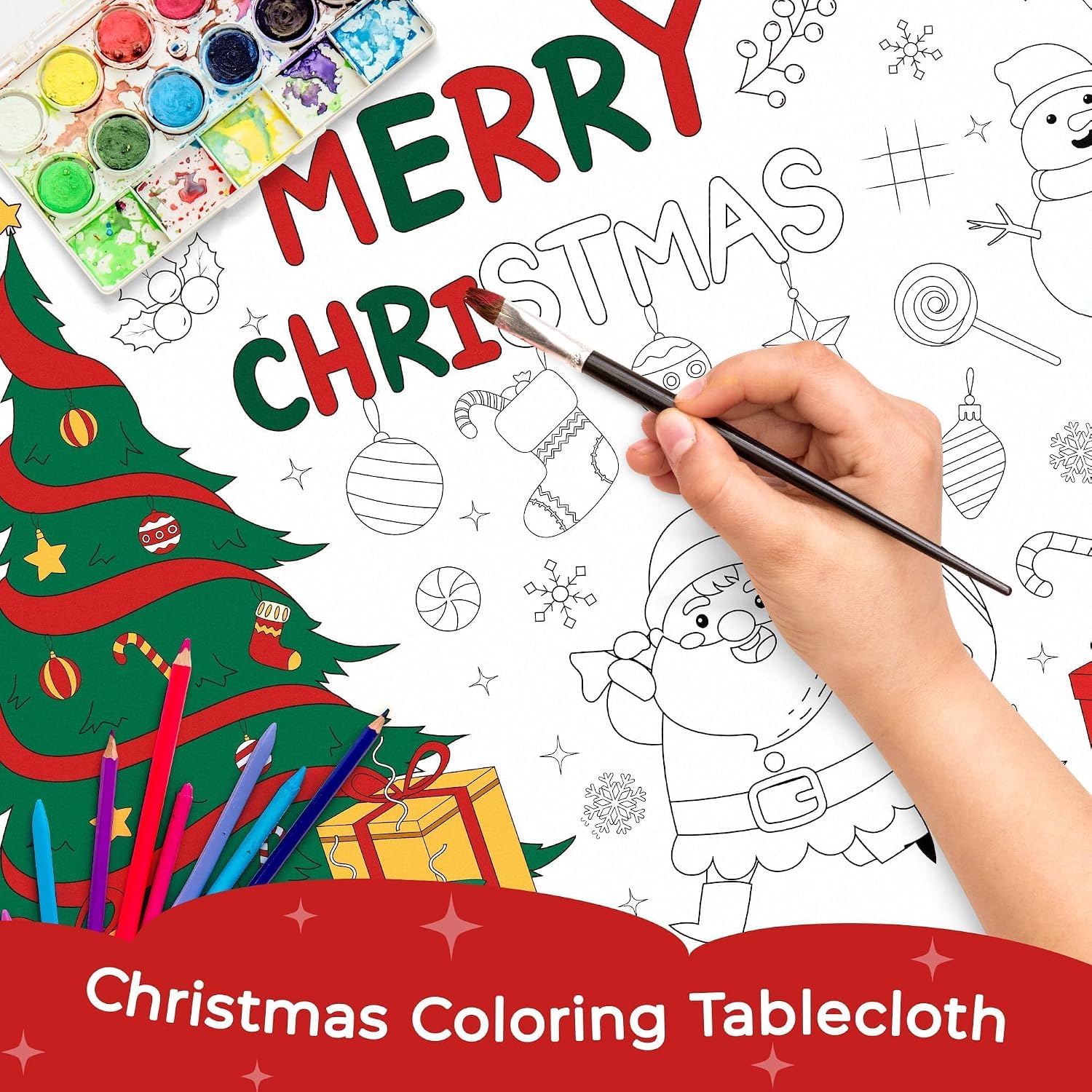 Detalle de Childom Christmas Coloring Tablecloth, 30 x 72 Inch