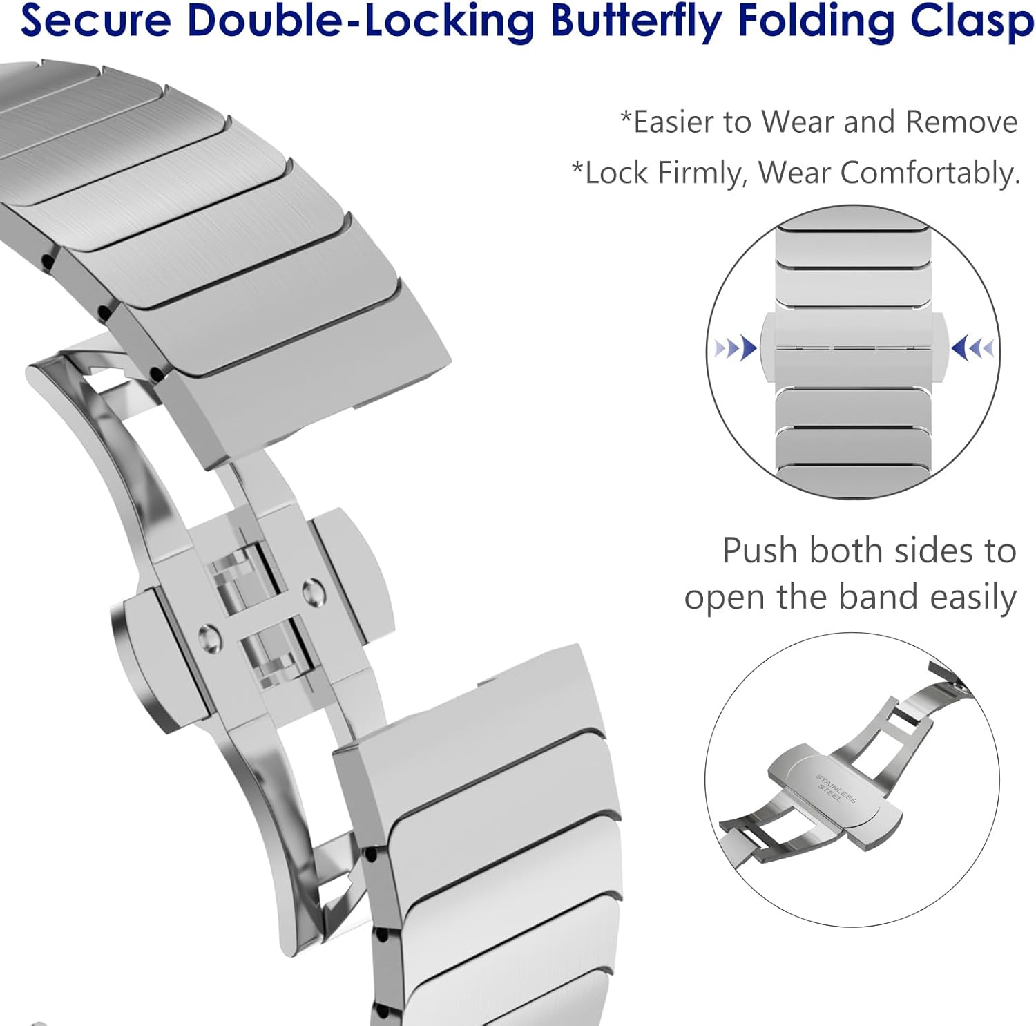 Detalle de KADES stainless steel replacement watch band for Samsung Galaxy Watch (40mm/44mm & select Classic sizes)