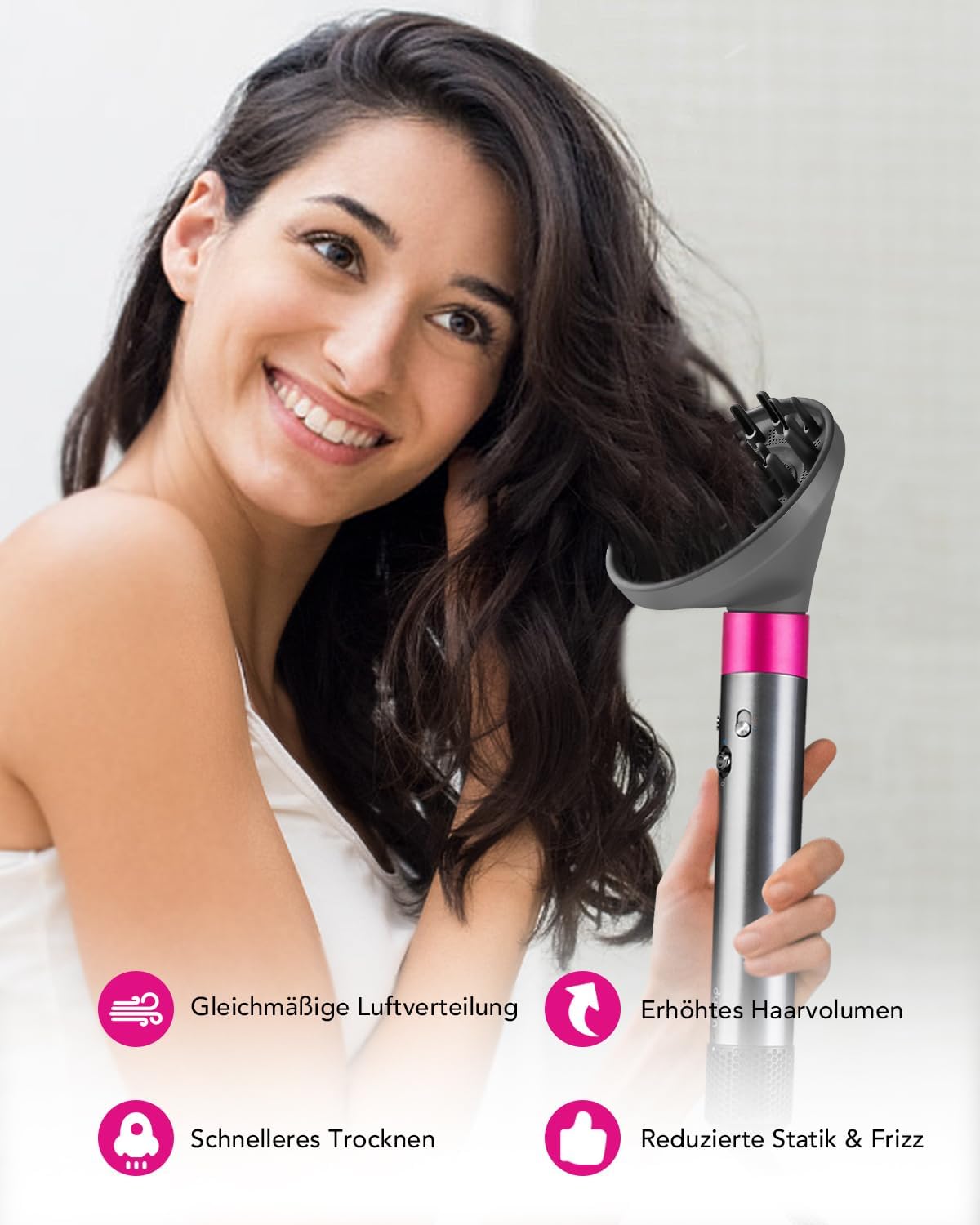 Detalle de Diffusor-Aufsatz für Dyson Airwrap – Kompatibel mit HS01/HS05/HS08, verstärkt natürliche Wellen und Locken (Grau)