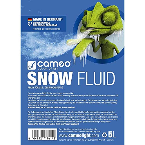 Detalle 2 de Cameo SNOW FLUID 5 L – Spezialfluid für Schneemaschinen, sichere Schaumerzeugung