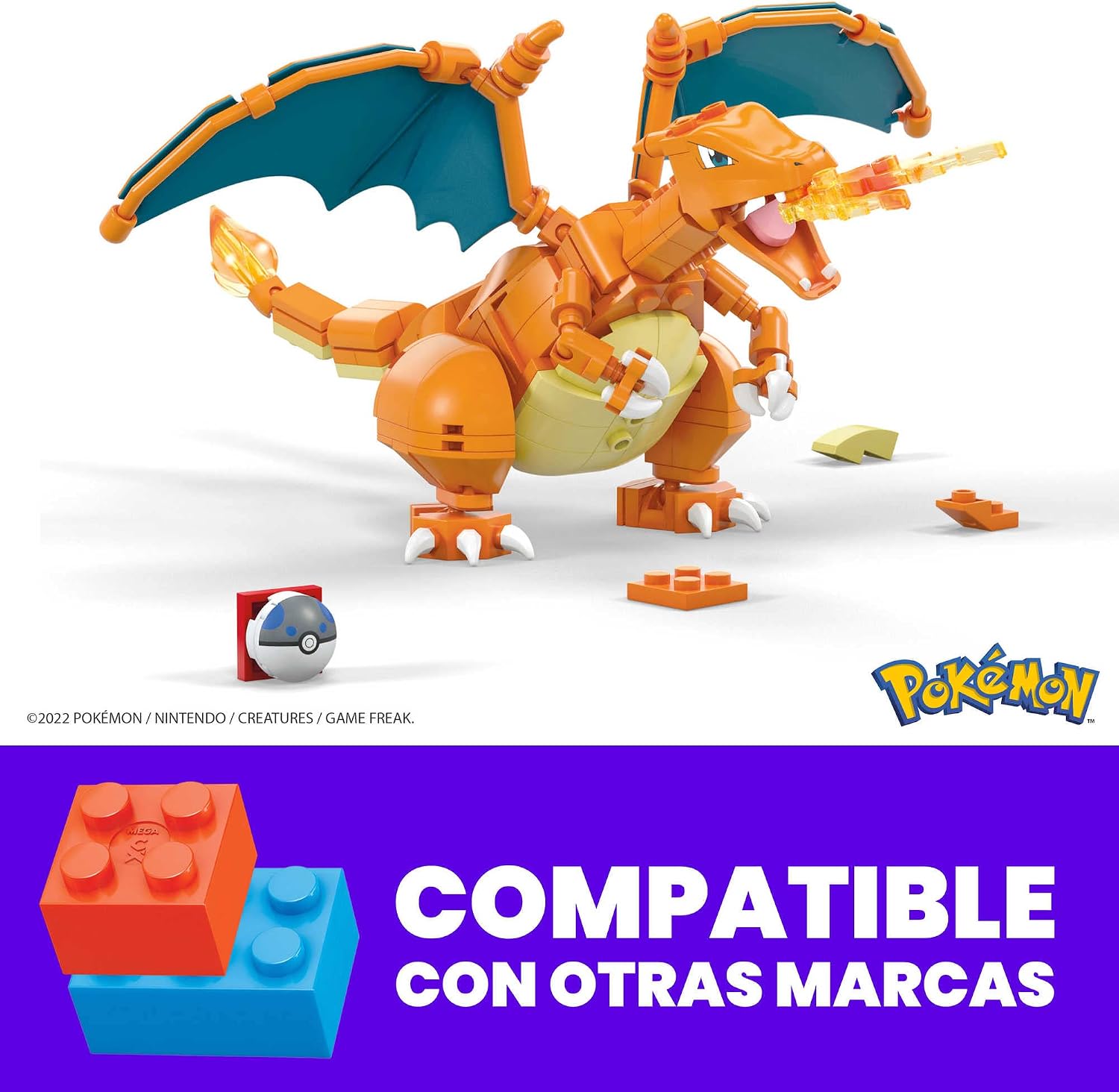 Detalle 2 de MEGA Construx Pokémon Charizard 🔥 – 222 Bloques de Construcción