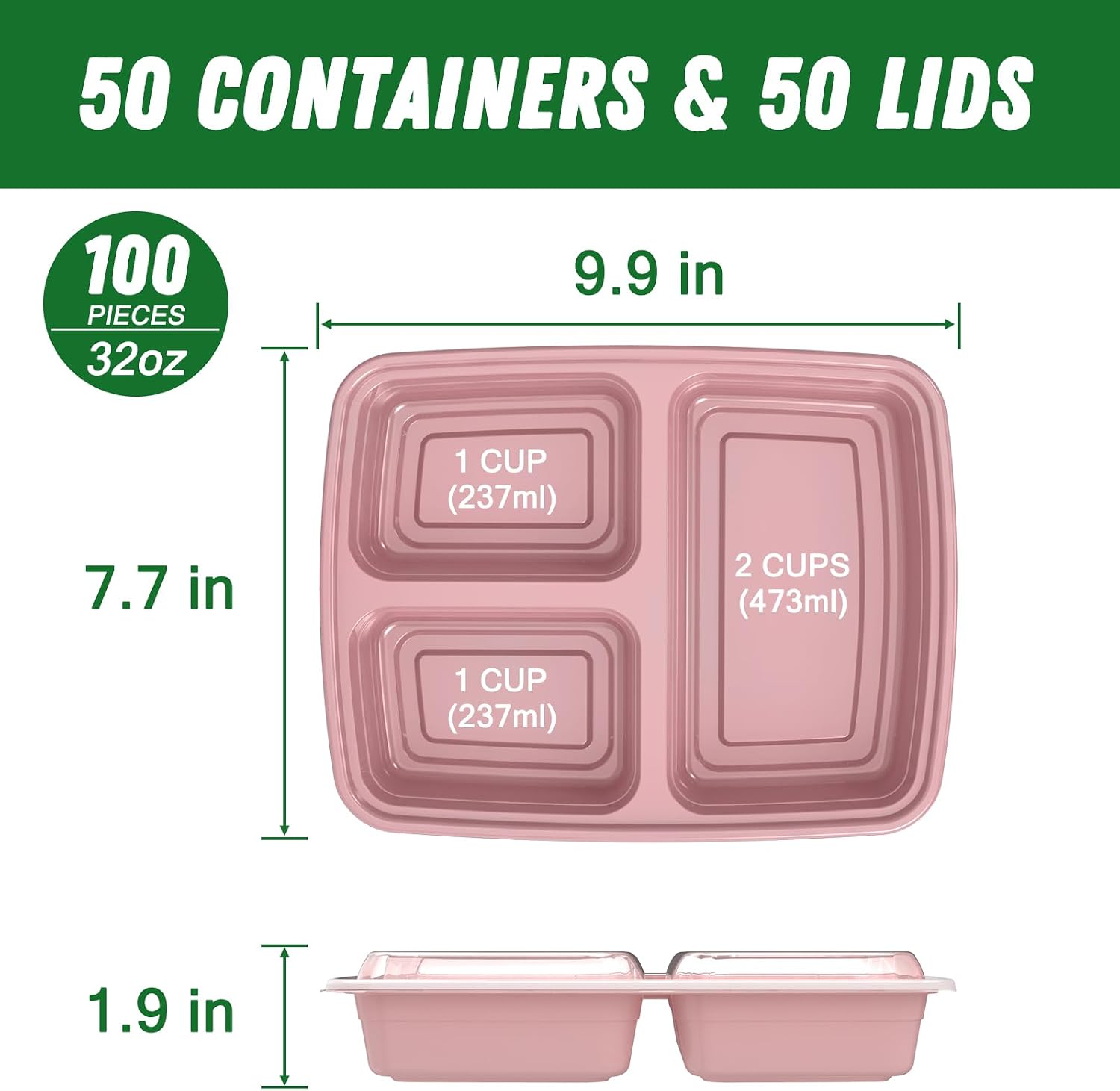 Thumbnail 1 de Meal Prep Containers 32 oz Pack 🍱
