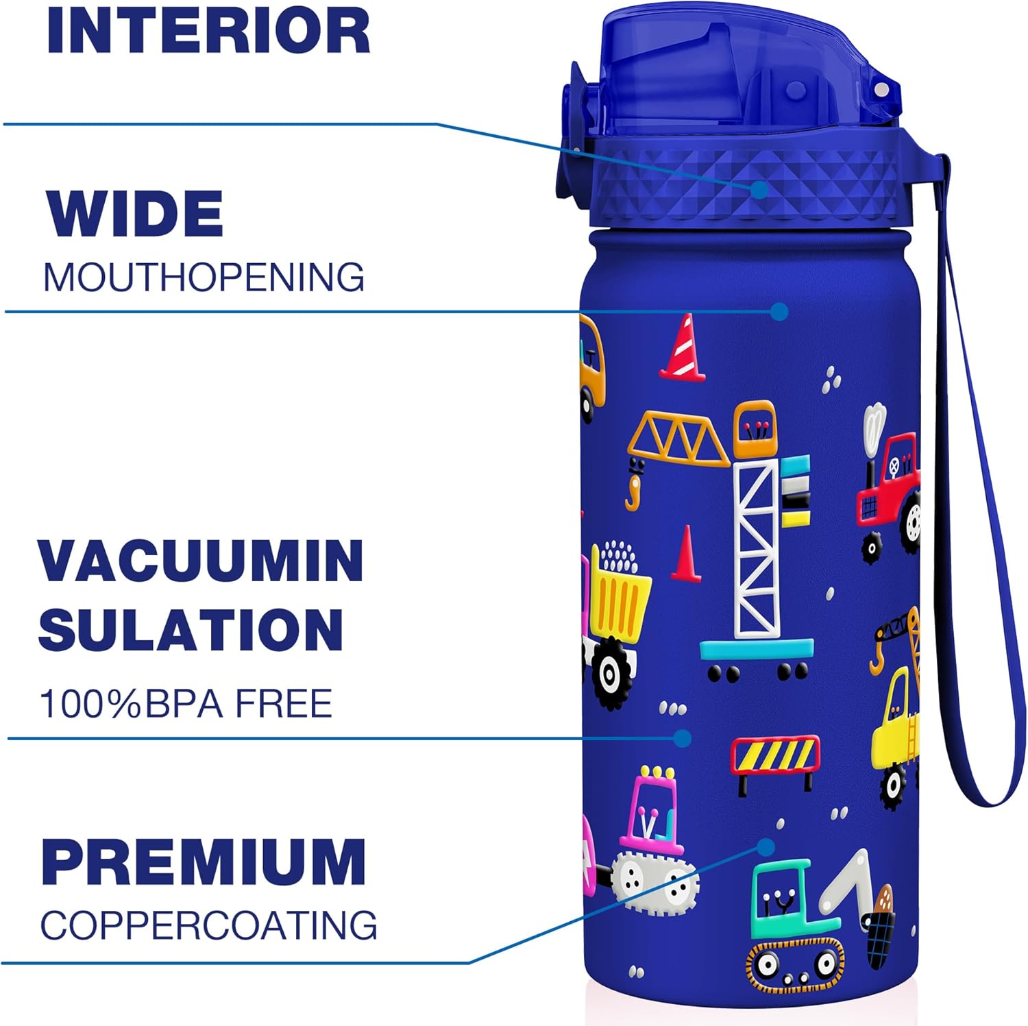 Thumbnail 3 de GOPPUS kids insulated water bottle (550ml/18oz) with straw, double-wall stainless steel