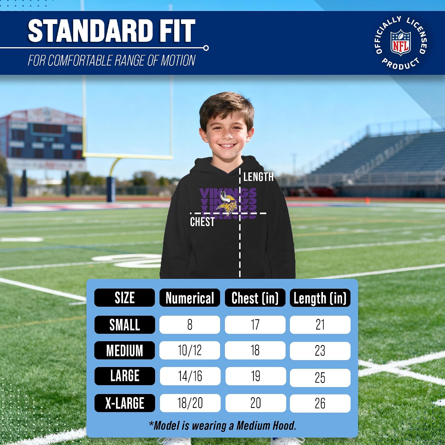 Detalle de Team Fan Apparel Youth NFL Hoodie, Cotton-Polyester Fleece