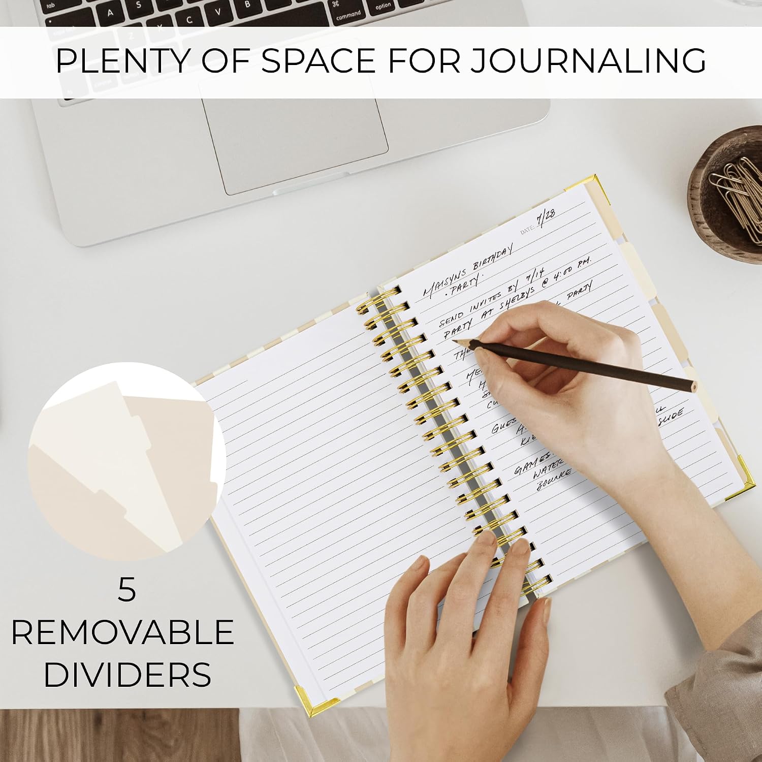 Detalle de ZICOTO B5 Spiral Notebook with 300 Pages, Repositionable Dividers and Hardcover