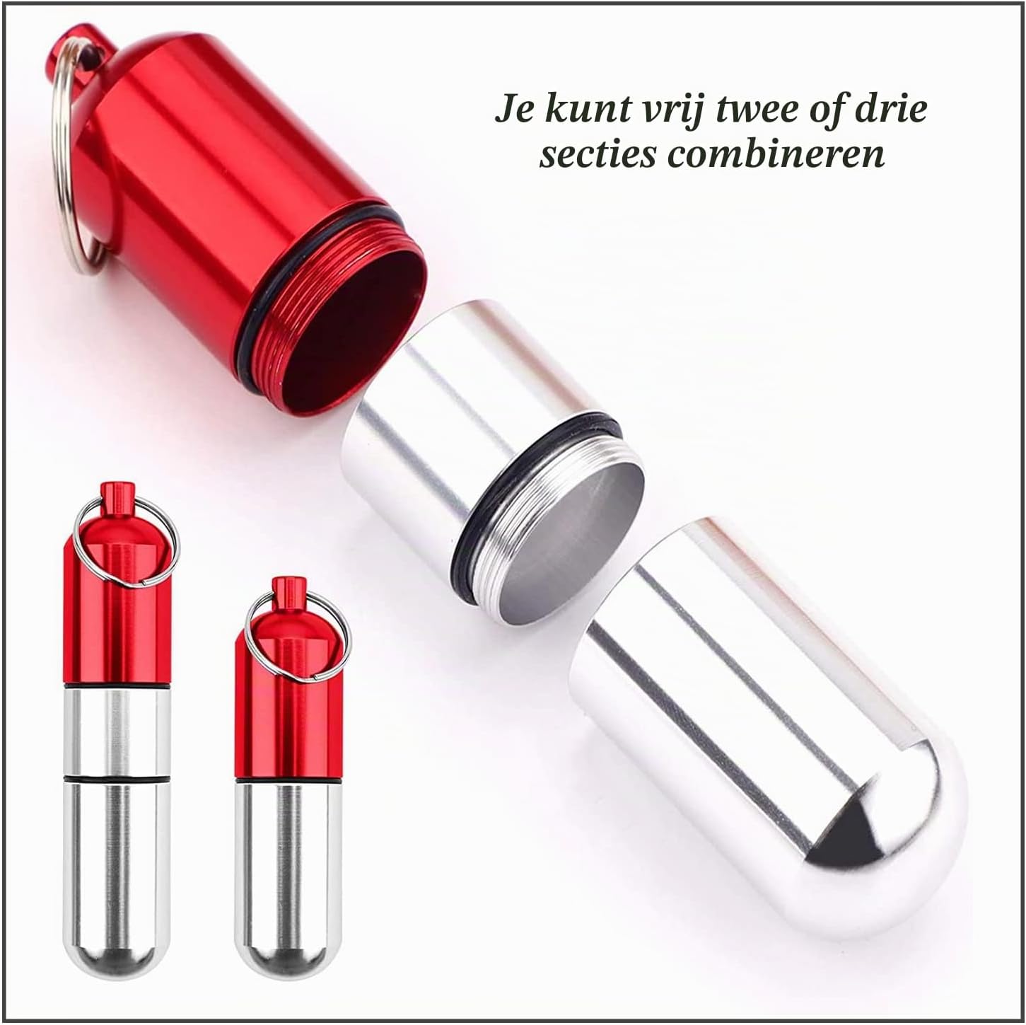 Thumbnail 4 de Bztzhm aluminium pillendoosje met sleutelhanger, waterdicht, set van 3