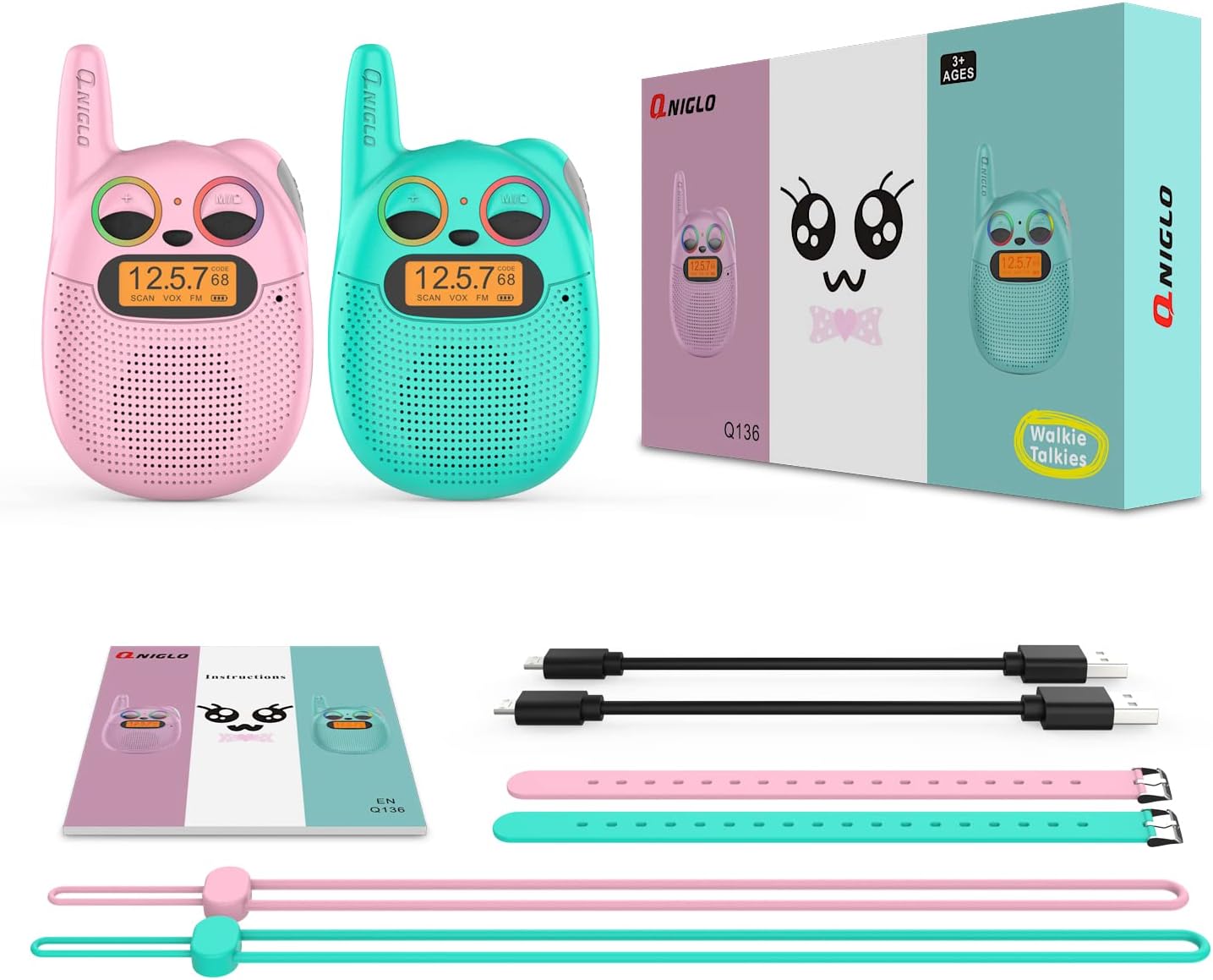 Thumbnail 6 de QNIGLO Walkie Talkies for Kids (Ages 3–12) with 3-Mile Range, 22 Channels & Rechargeable Battery