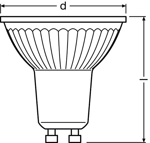 Detalle de Osram LED Star Value PAR16 GU10 36° Reflektor-Lampe, 4,3 W, 2700 K, Glas, 10er-Pack (Energieklasse F)