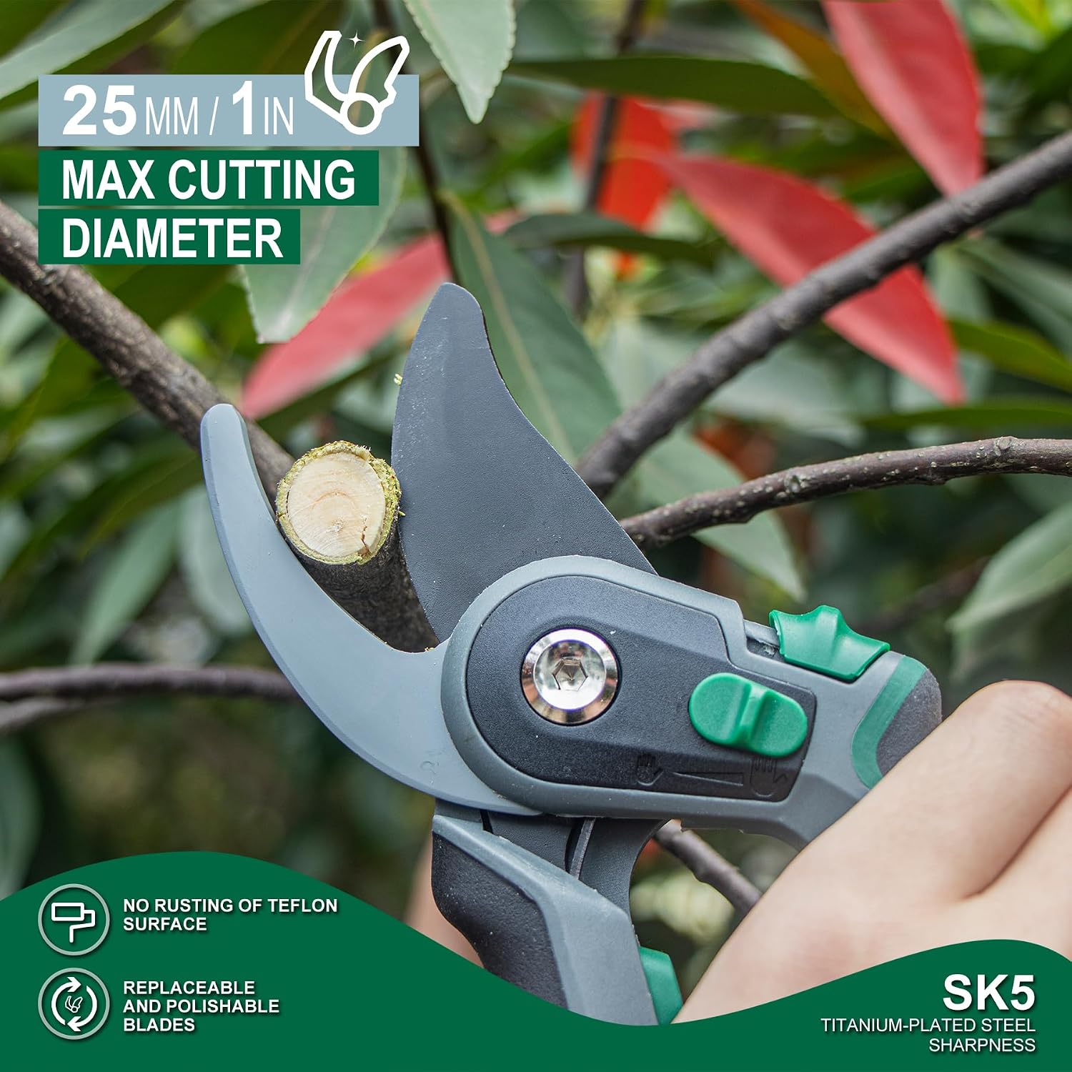 Thumbnail 3 de T TOVIA Garden Secateurs Heavy Duty: Ergonomic Bypass Pruning Shears with Adjustable Grip and SK5 Steel Blades
