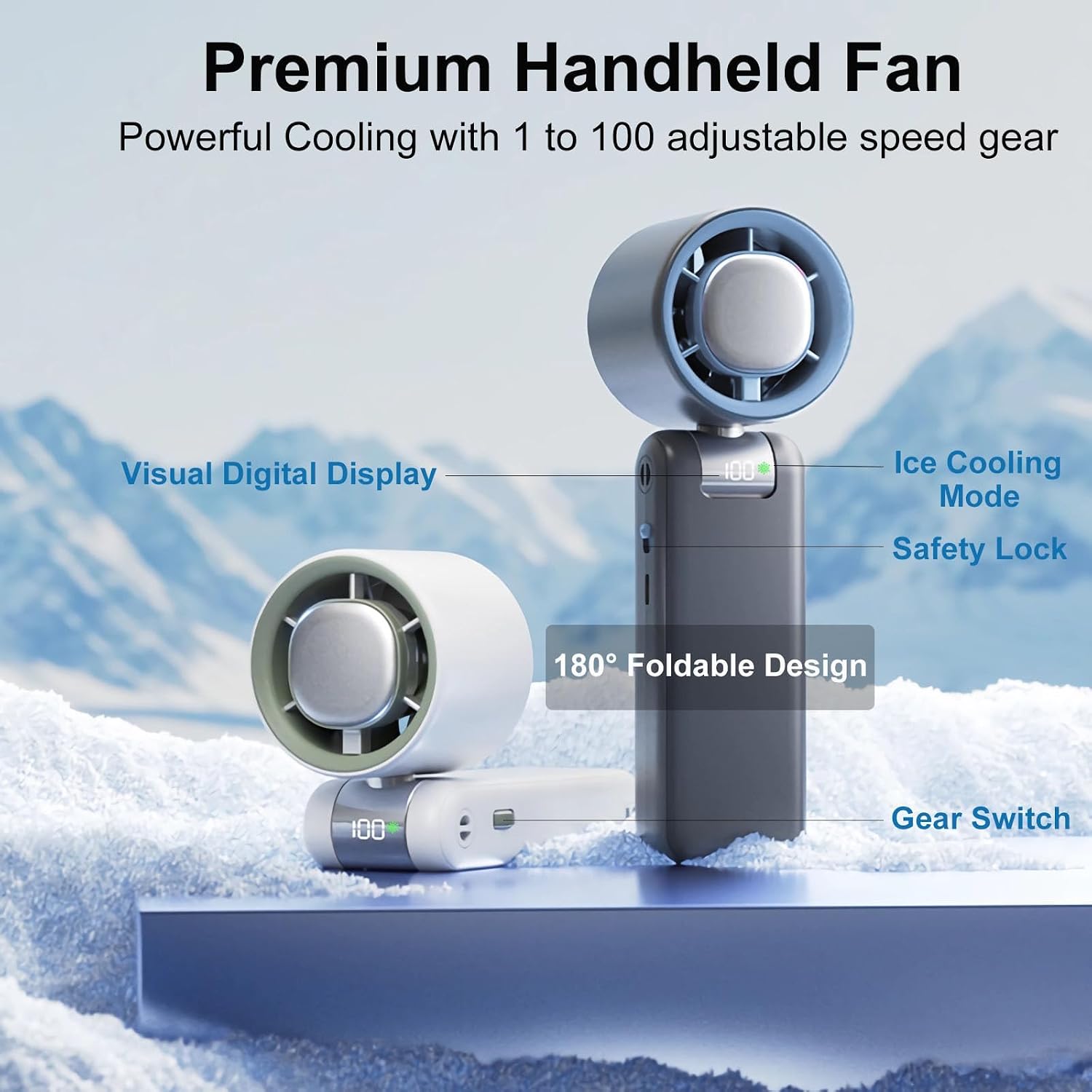 Detalle 2 de Joytential Ventilador de Mano Portátil Turbo USB Recargable 🌬