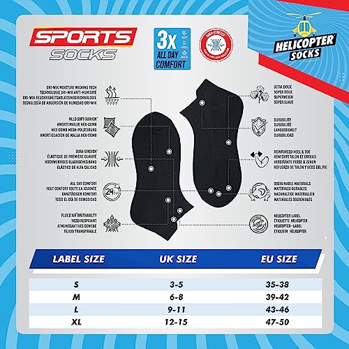 Detalle de SOXCO Socquettes de sport basses noires, taille 47-50, lot de 10 paires