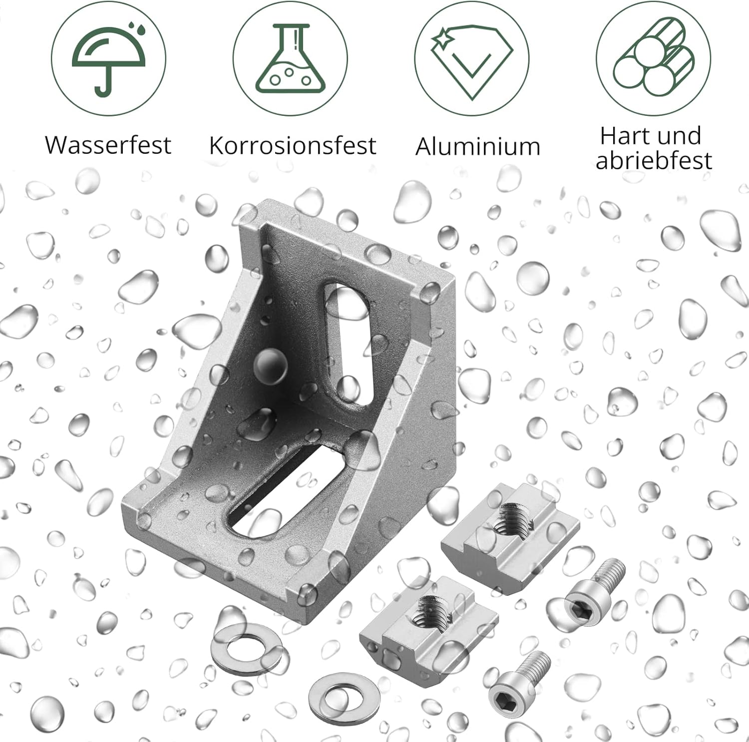 Thumbnail 2 de EYPINS Befestigungsmaterial Winkel 30x30 – 10 Stück, 90° Eckwinkel aus Aluminium mit Nut 8, wasserdicht & rostfrei, inkl. Edelstahl-Befestigungssatz