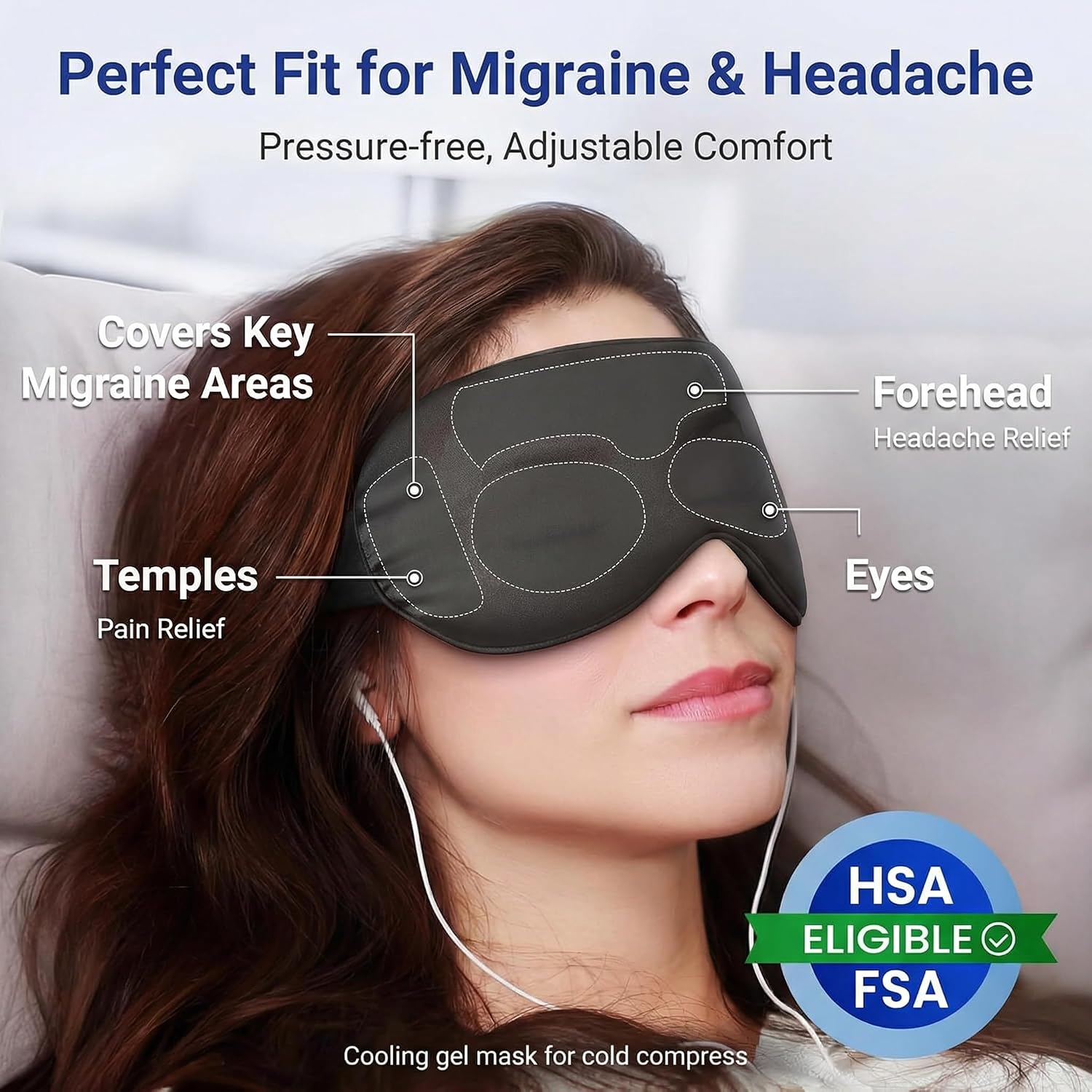 Detalle de Cooling Eye Mask for Dark Circles & Puffiness (Cold Compress, Post-Surgery Relief) — FSA/HSA Eligible