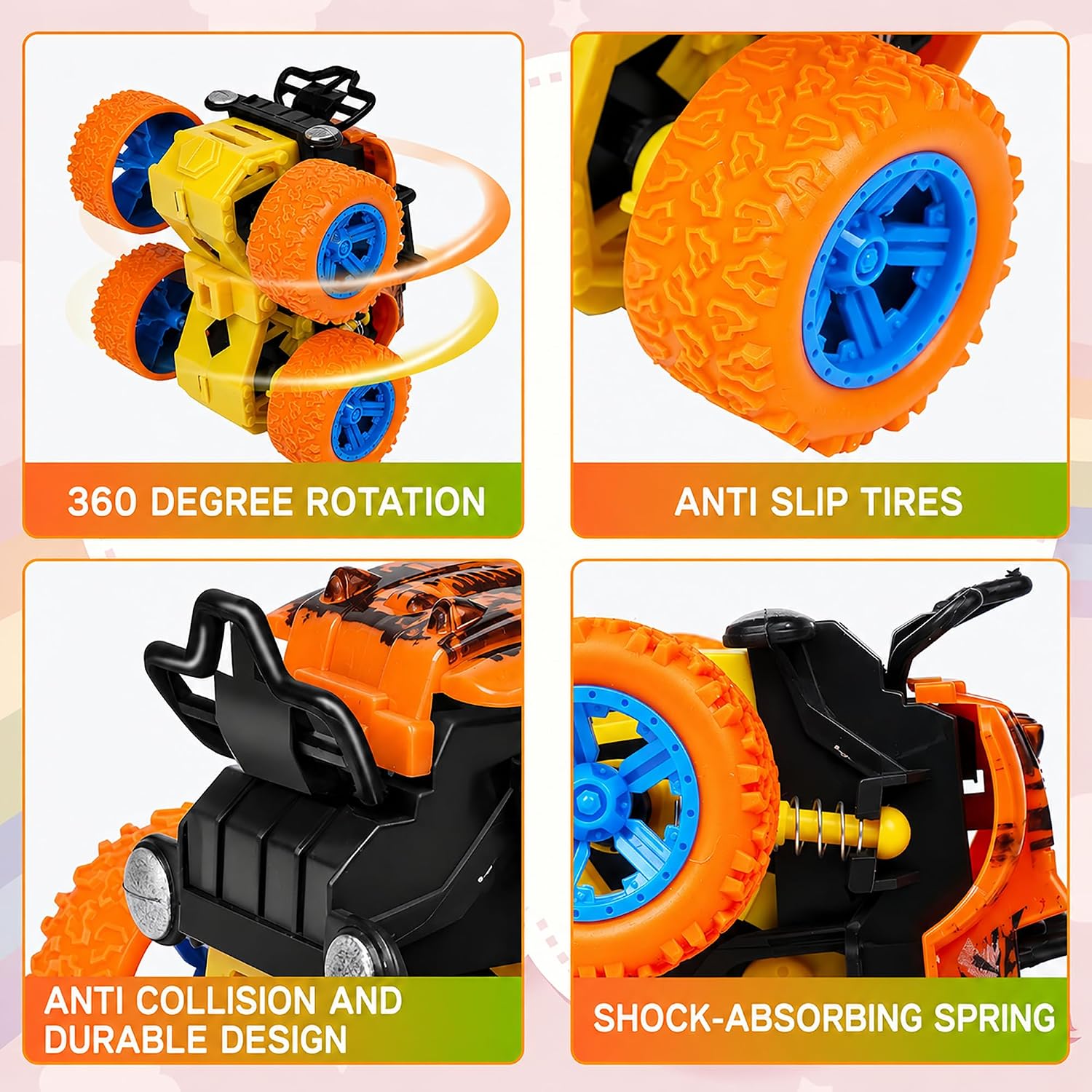 Thumbnail 3 de LEFEI Monster Truck Set for Boys Ages 3–7: 4-Pack Push & Go Stunt Cars