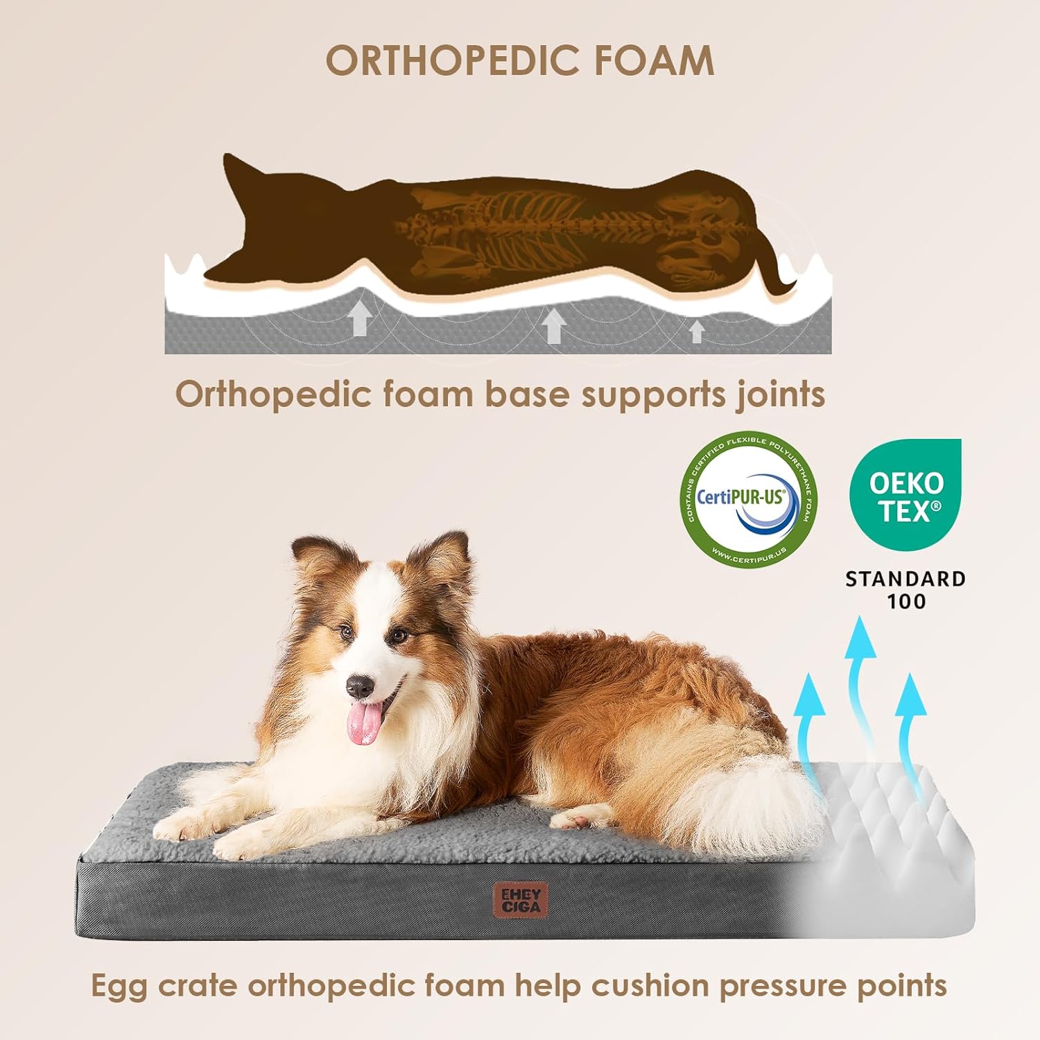 Detalle de EHEYCIGA Orthopedic Extra Large Dog Bed Mattress XL with Removable Washable Cover