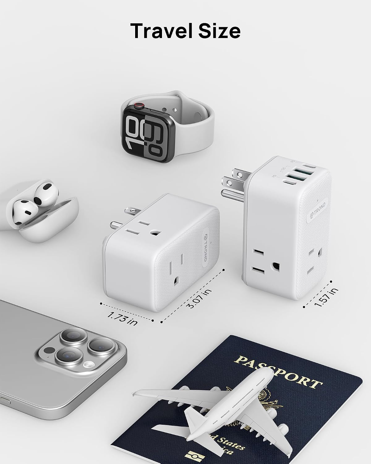 Thumbnail 6 de TROND TD-EA-US24S Outlet Extender, 3 AC Outlets, 4 USB Ports, 360° Plug