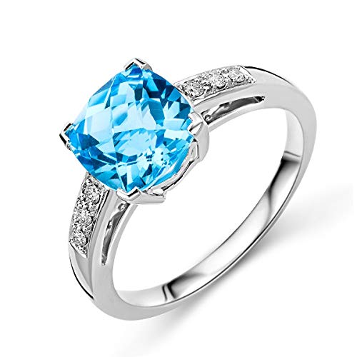 Detalle de Miore Women's Engagement Ring 9 Carat White Gold with Diamonds (0.06 ct)