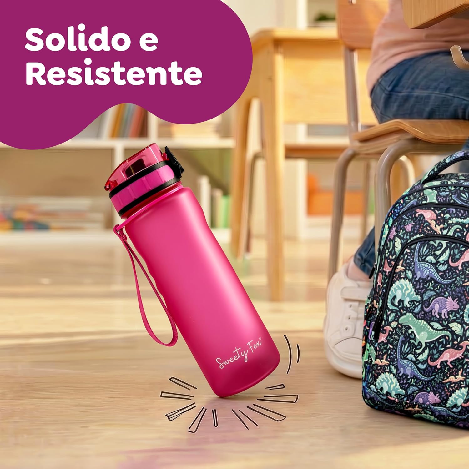 Thumbnail 4 de Sweety Fox borraccia per bambini 500 ml a prova di perdite con apertura One-Click (rosa)