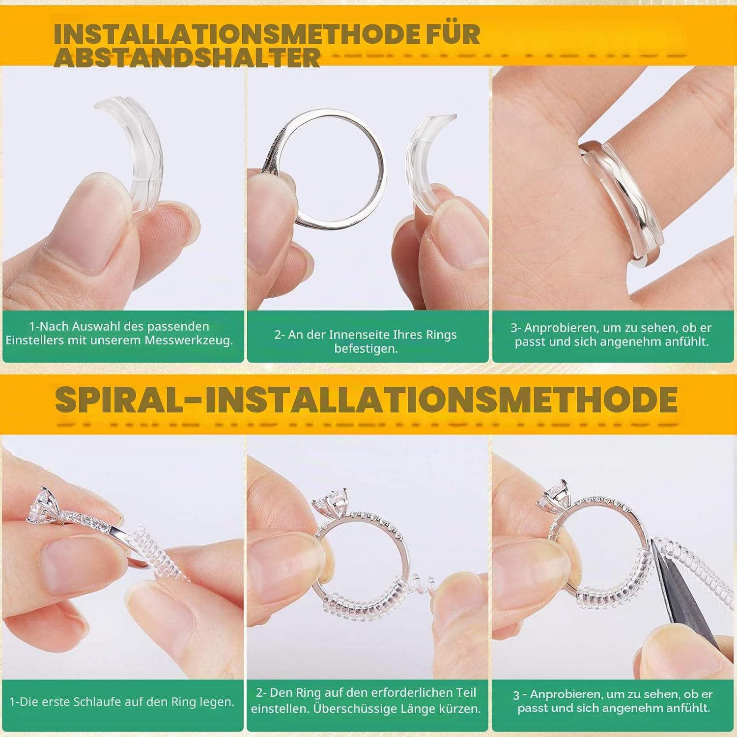 Detalle 1 de Ringverkleinerer 14-teilig für breite Ringe aus Silikon