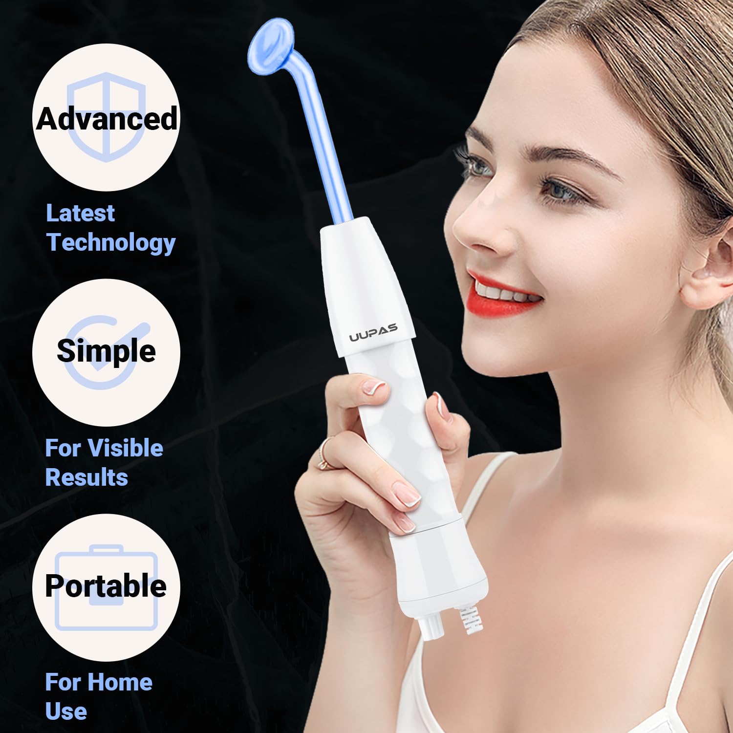 Detalle 2 de UUPAS Hochfrequenzstab – Tragbar „4 in 1“ Blau mit 4 Röhren für Home-Use