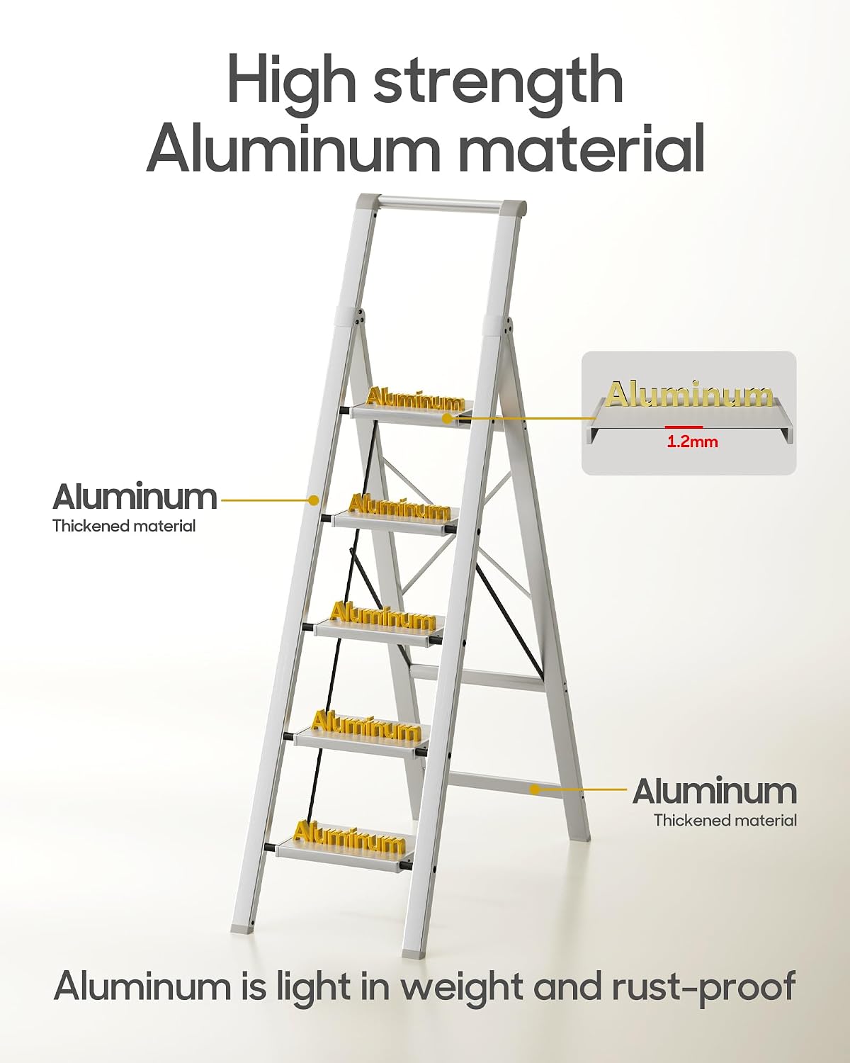 Detalle de HillhutApex L0105 5-Step Aluminum Folding Ladder with Handgrip