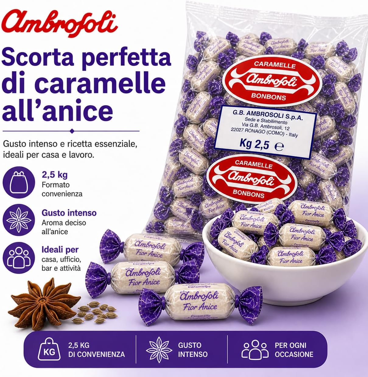 Thumbnail 5 de Ambrosoli Caramelle Fioranice in sacchi da kg 2,5: dolce scelta per momenti di pausa
