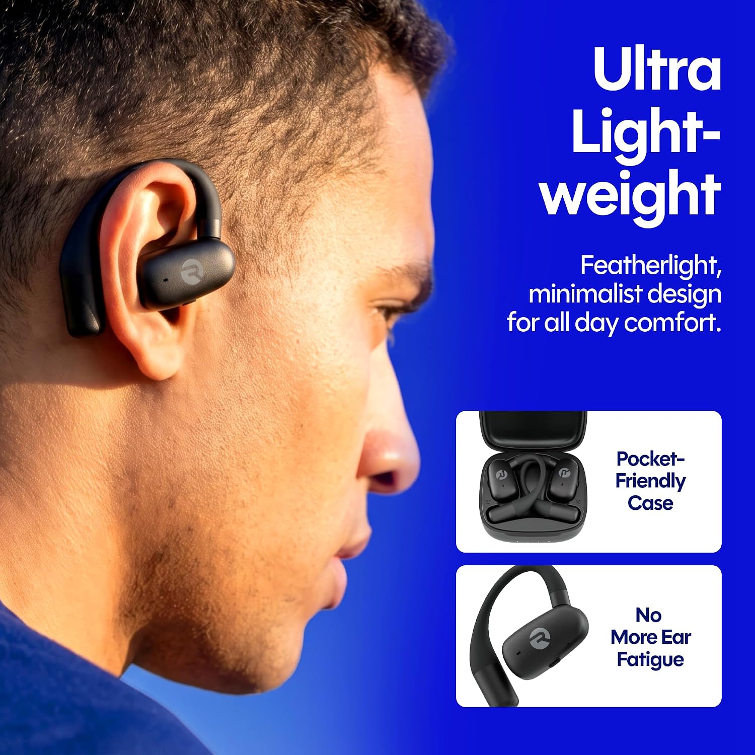 Detalle de Raycon RBO715-26E-BLA Everyday Open-Ear Earbuds, Bluetooth 6.0, IPX5