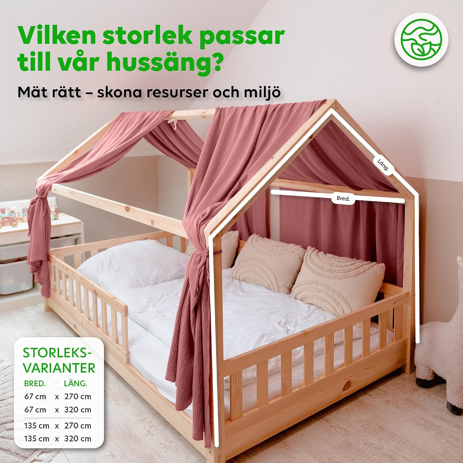 Thumbnail 3 de lilimaus BH-HB-135x320-ALTROSA sänghimmel för hussäng i bomullsmuslin
